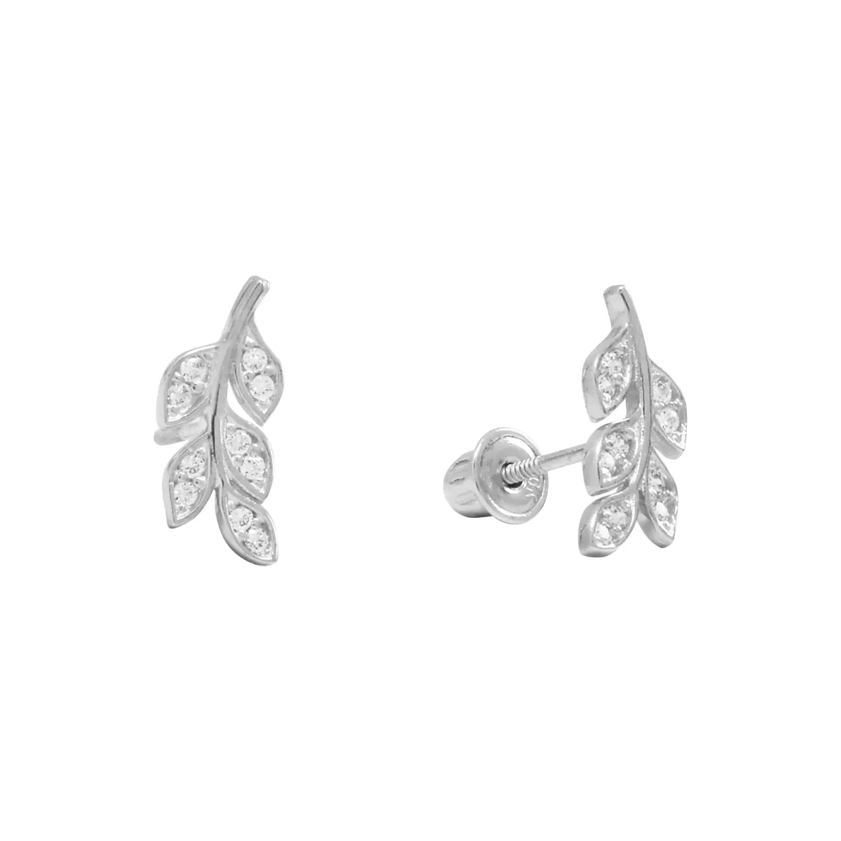 10k Solid Gold CZ Leaves Studs