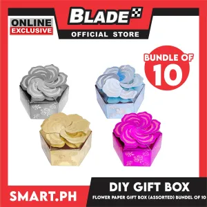10pcs DIY Gift Box, Flower On Top Design Paper Gift Box 7cm (Assorted Colors) Perfect For Party Giveaway Or Souvenir