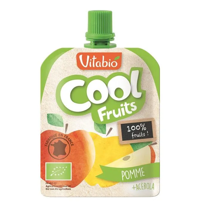 [12-Pack] Vitabio Cool Fruits Apple Organic Smoothie 90g