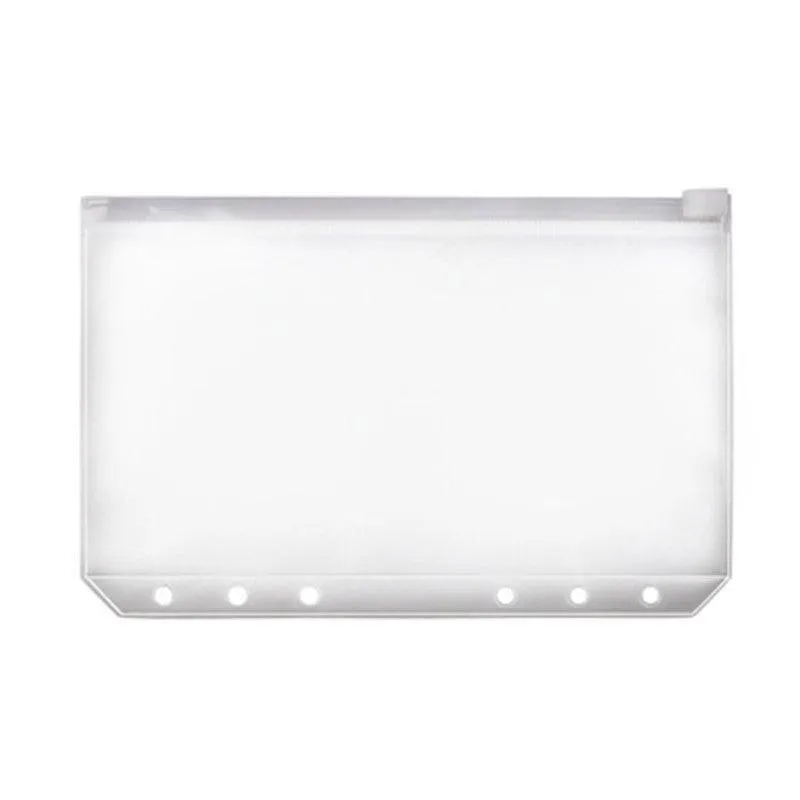 12X A5/A6/A7 Binder Pocket Zipper 6 Holes Pvc Document Filling Bags Clear Kit