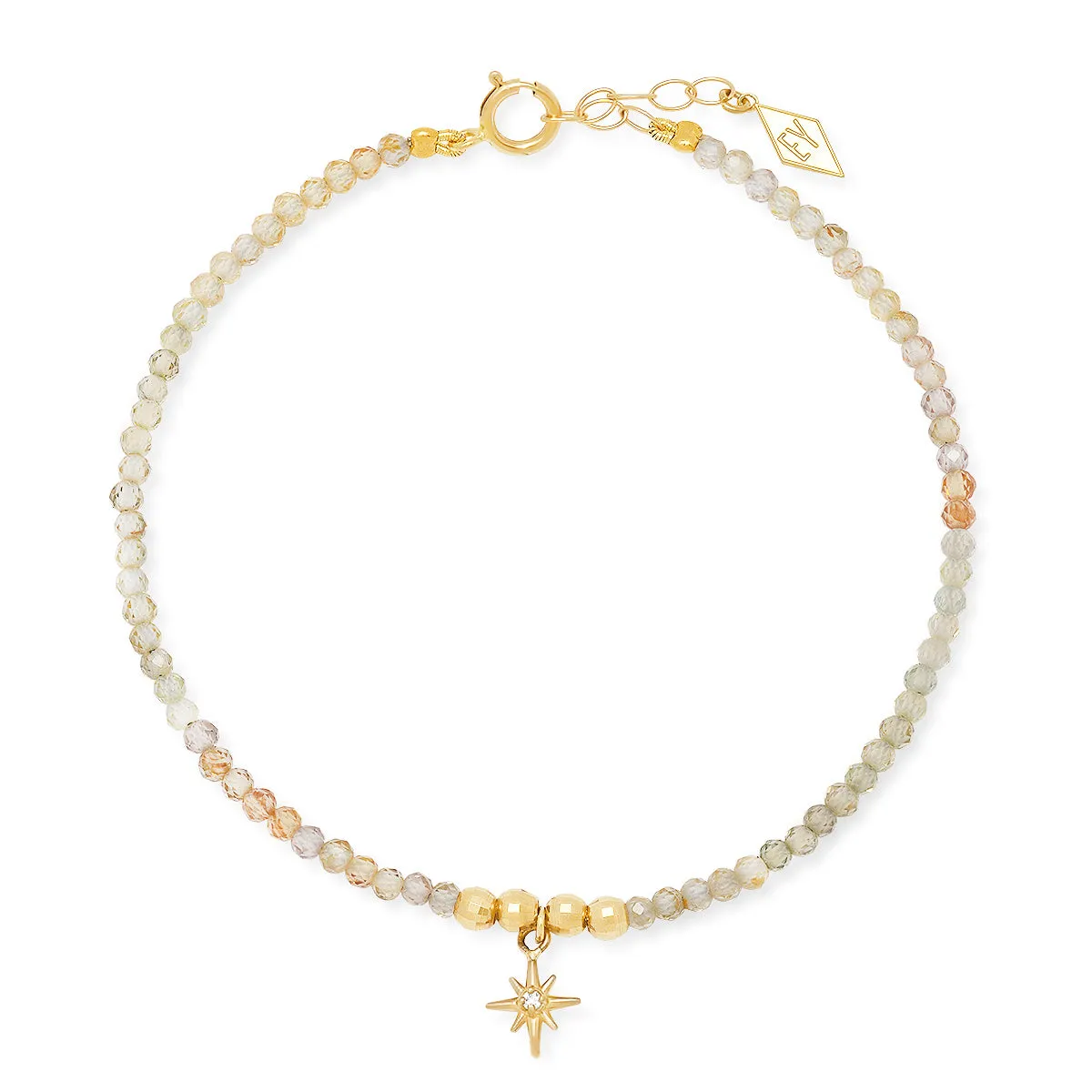 14k Gold Mini Gem Healing Charm Bracelet