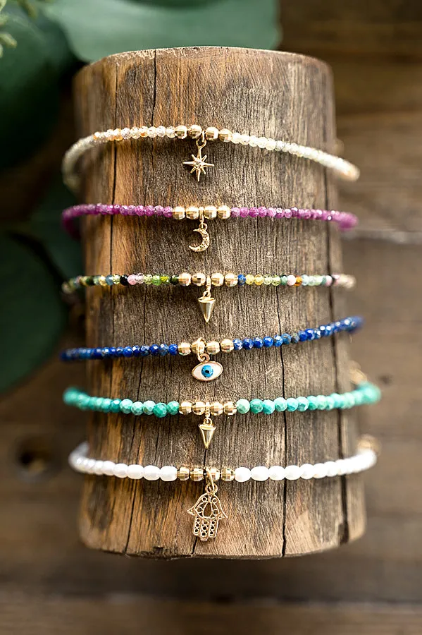 14k Gold Mini Gem Healing Charm Bracelet