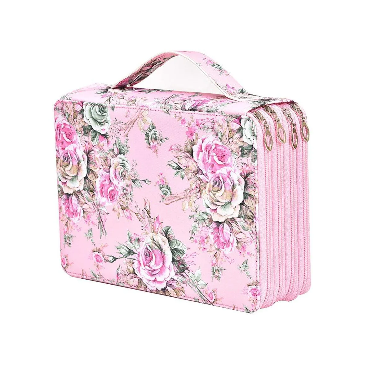 200 Slots Large Capacity Pencil Case Rose Foundation Student Stationery Bag