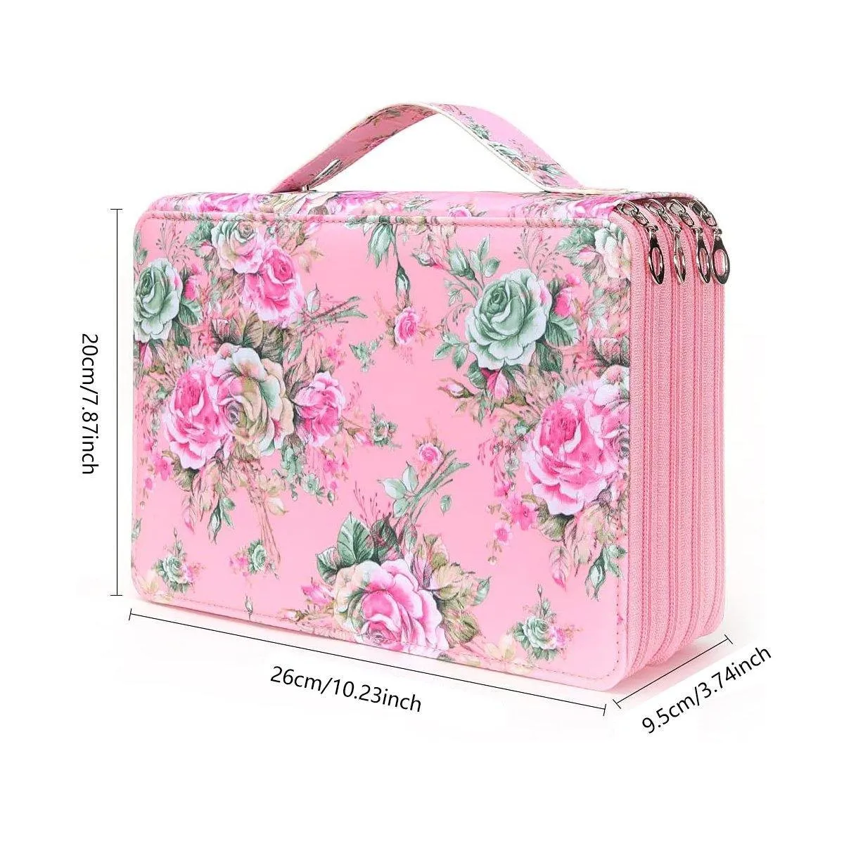 200 Slots Large Capacity Pencil Case Rose Foundation Student Stationery Bag