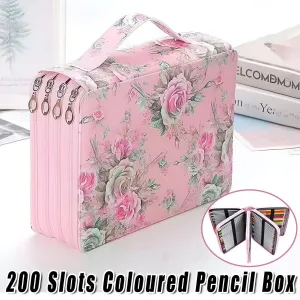 200 Slots Large Capacity Pencil Case Rose Foundation Student Stationery Bag