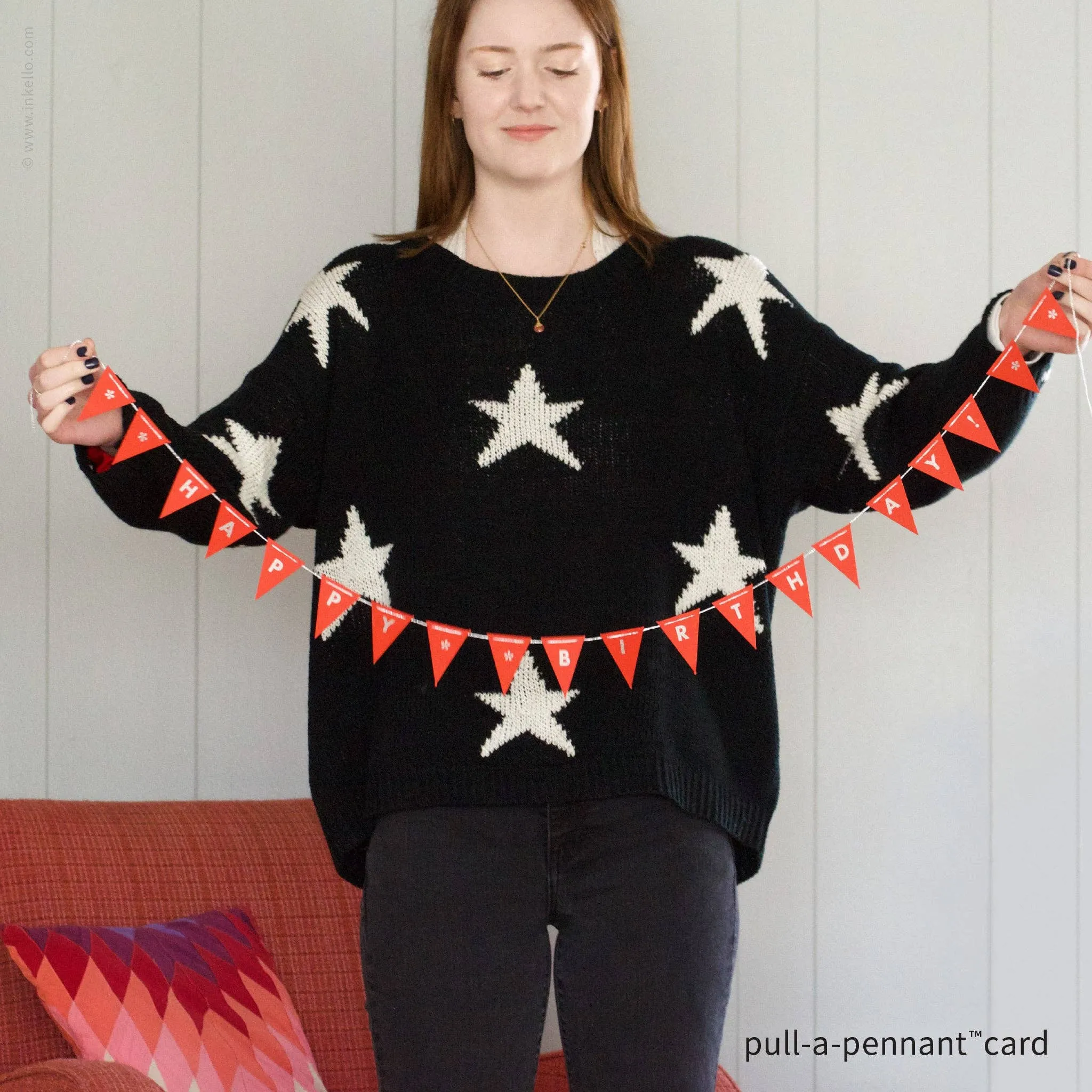 Birthday Pull-A-Pennant™ Greeting Card (#510): Chartreuse Green