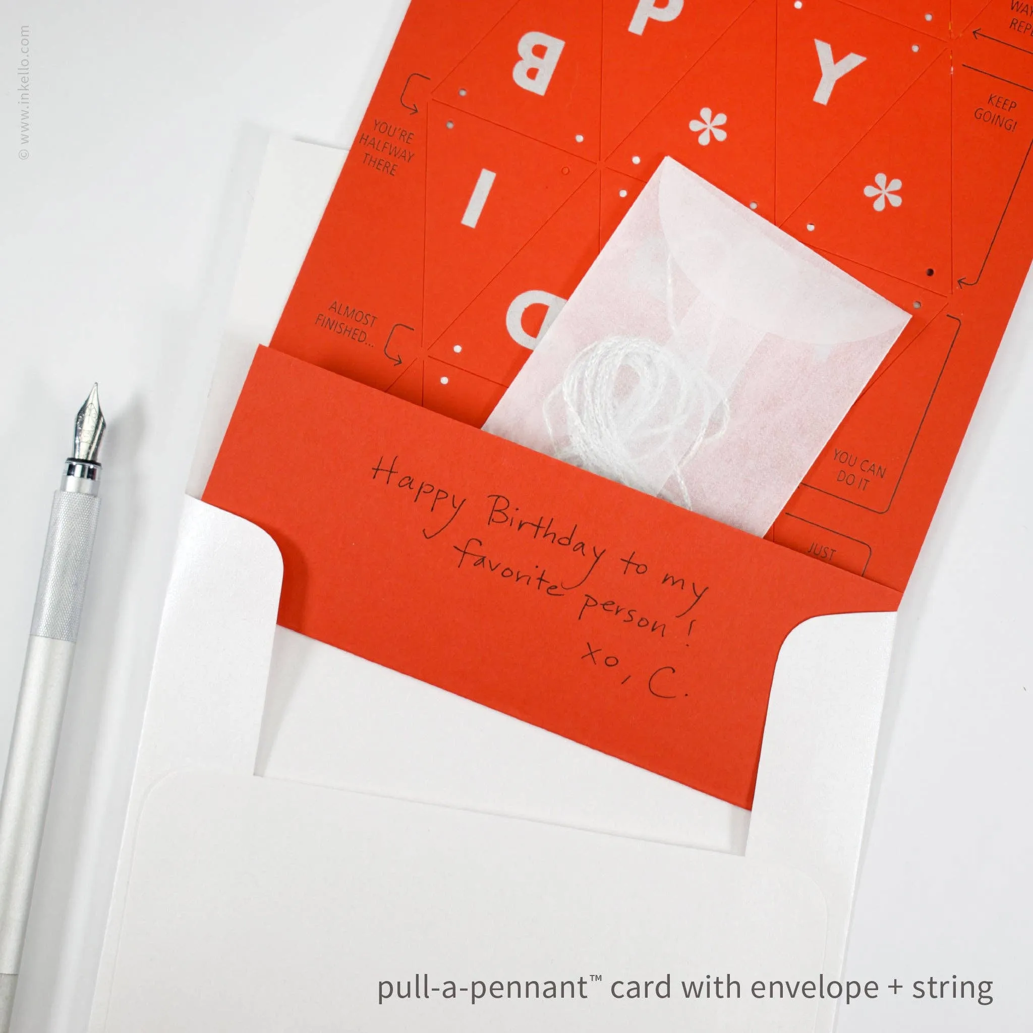 Birthday Pull-A-Pennant™ Greeting Card (#510): Chartreuse Green