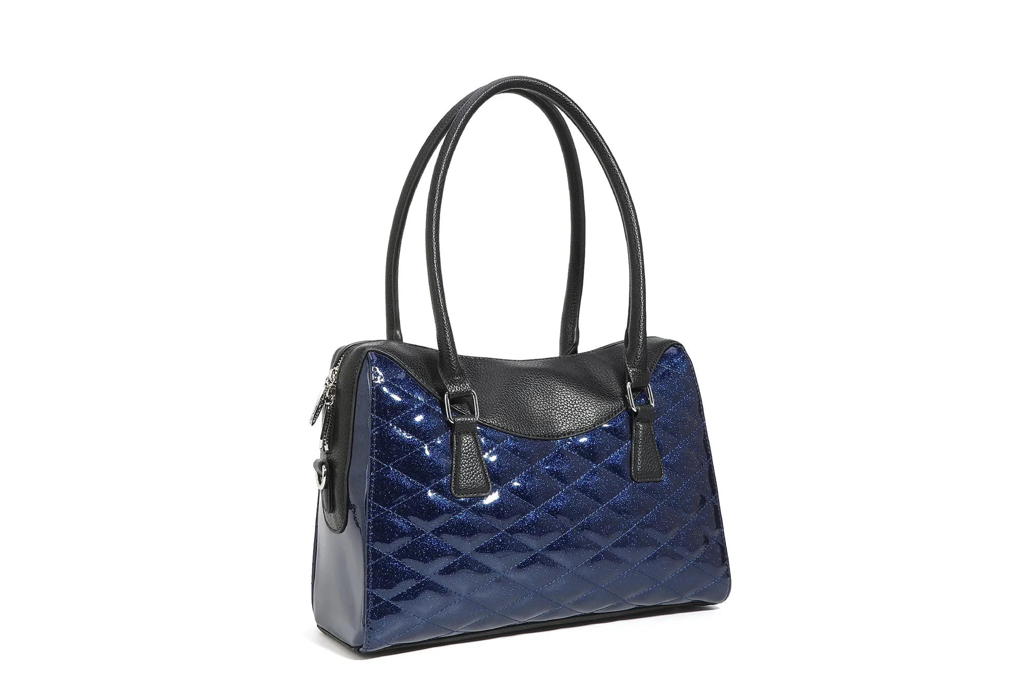 Black and Royal Blue Sparkle Route 66 Tote