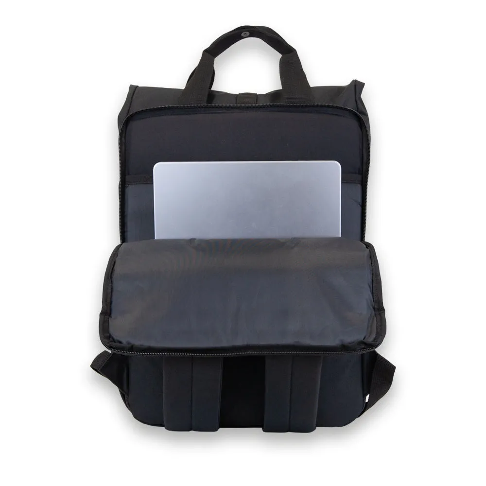 Black Laptop Roll-Top Backpack