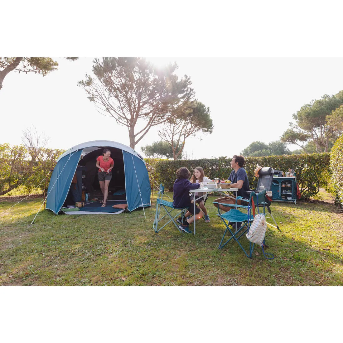 Camping Tent with Poles Arpenaz 4.1 F&B 4 Persons 1 Bedroom