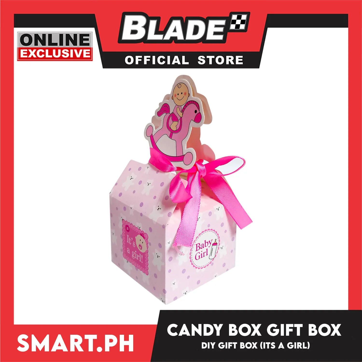 Candy Box DIY Gift Box Pink Color 12cm (It's A Girl) Perfect For Party Giveaway Or Souvenir