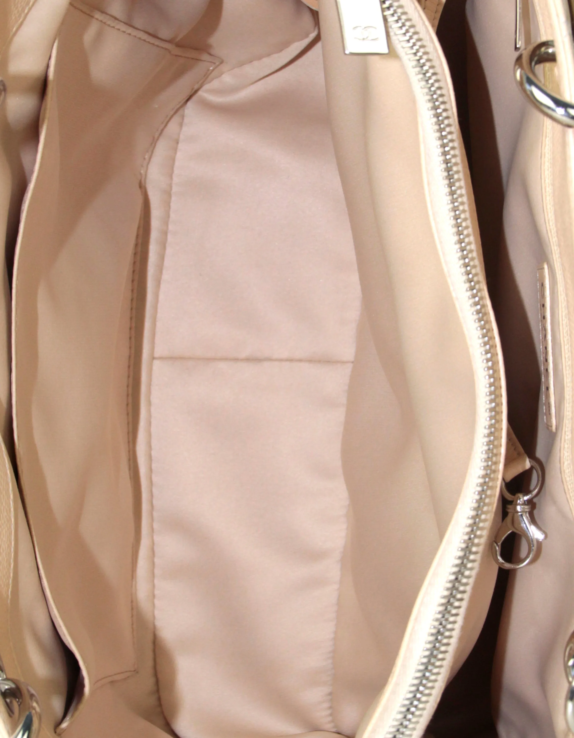Chanel Beige Caviar Leather Quilted Grand Shopper Tote GST Bag