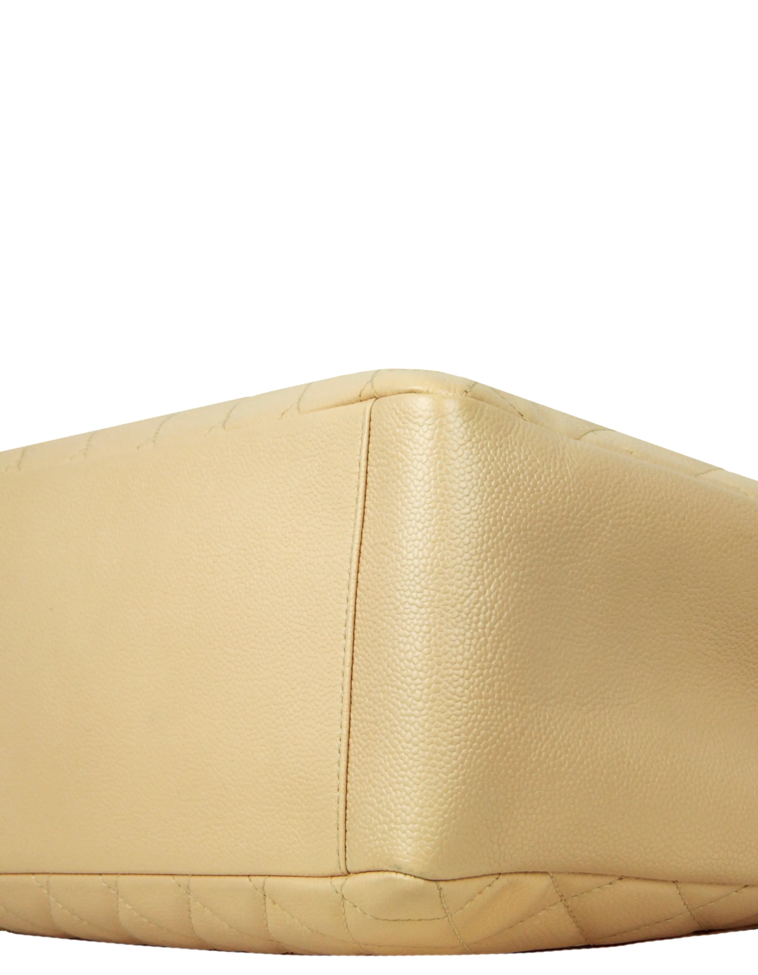 Chanel Beige Caviar Leather Quilted Grand Shopper Tote GST Bag