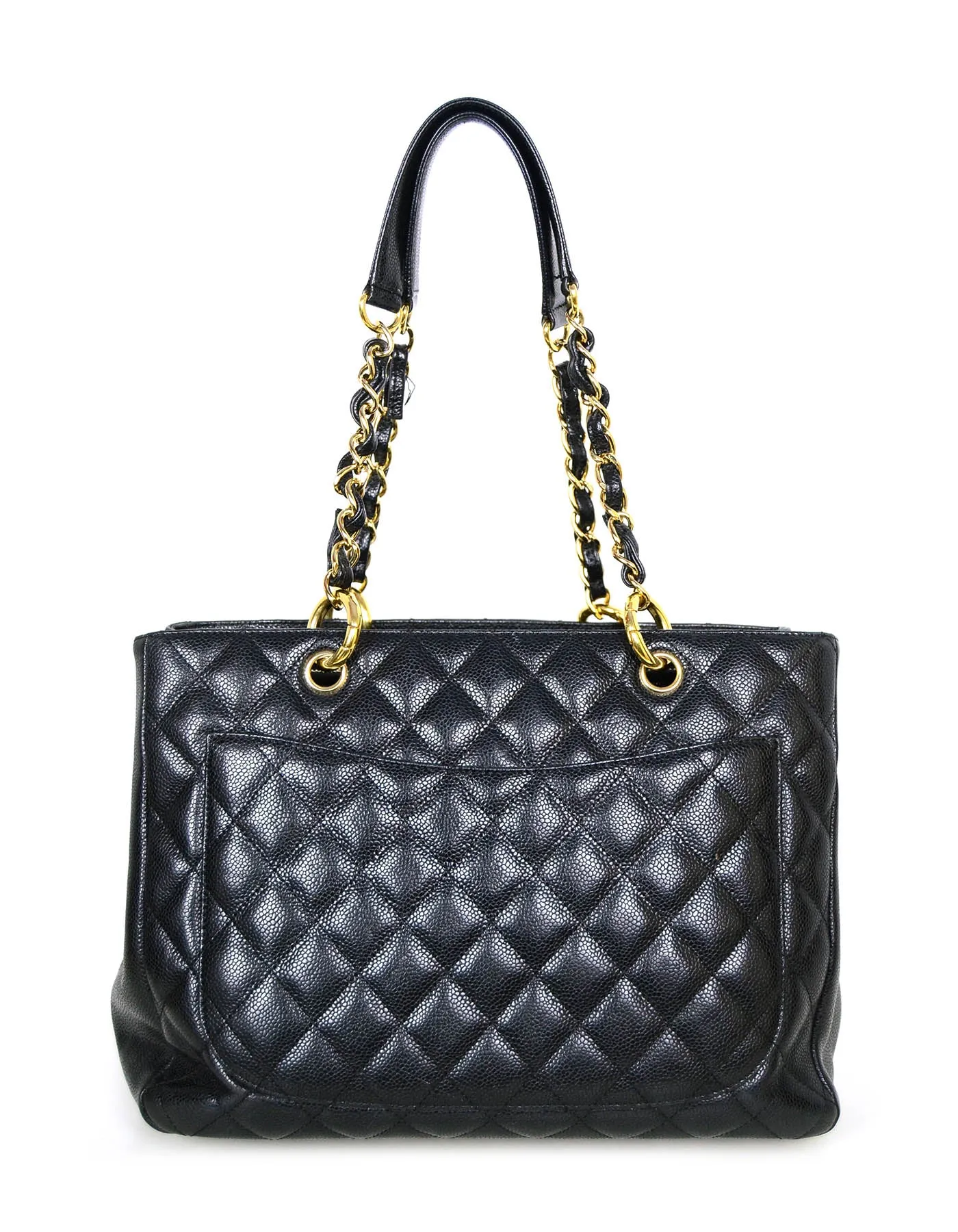 Chanel Black Caviar Leather Quilted Grand Shopper Tote GST Bag