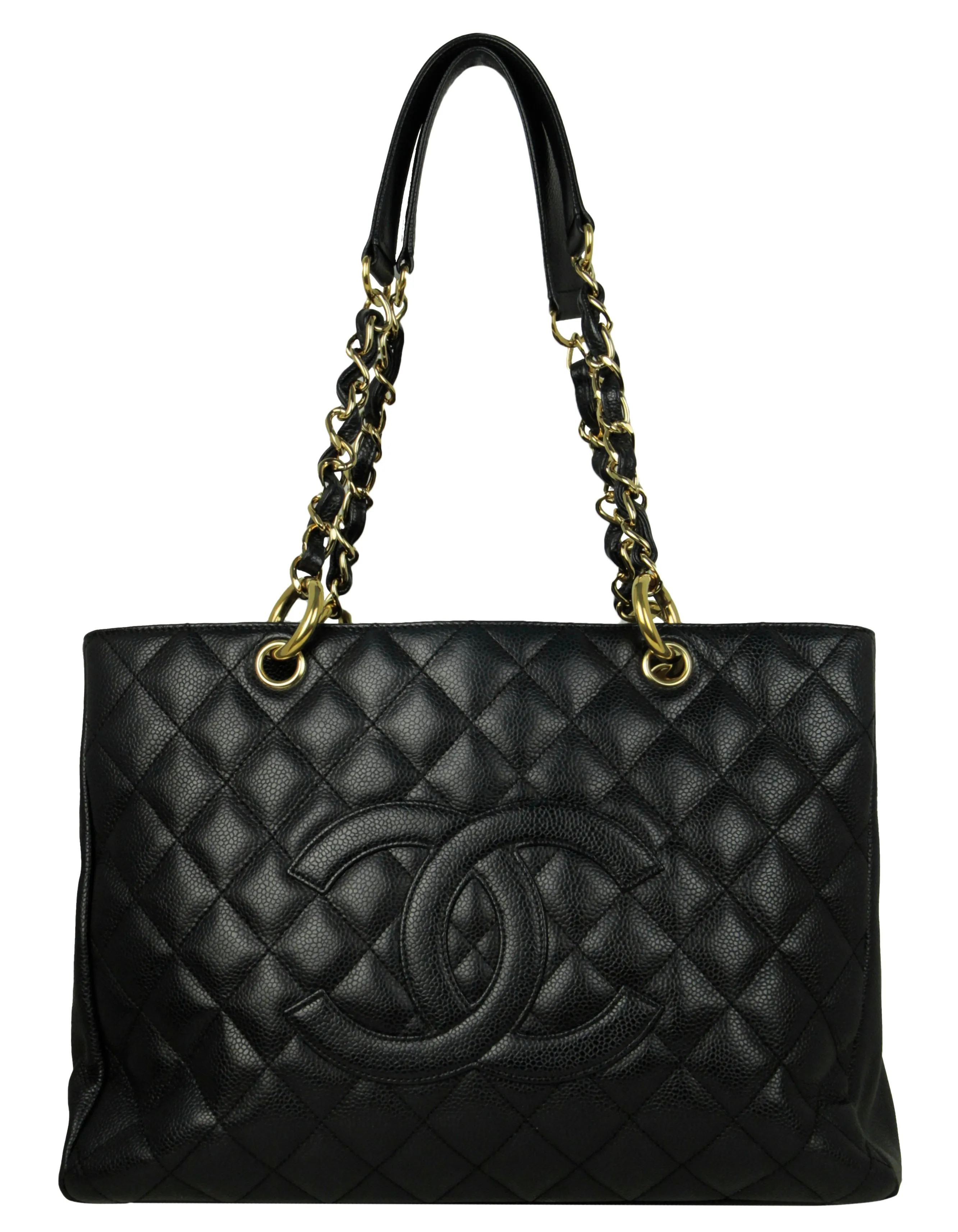 Chanel Black Caviar Leather Quilted Grand Shopper Tote GST Bag