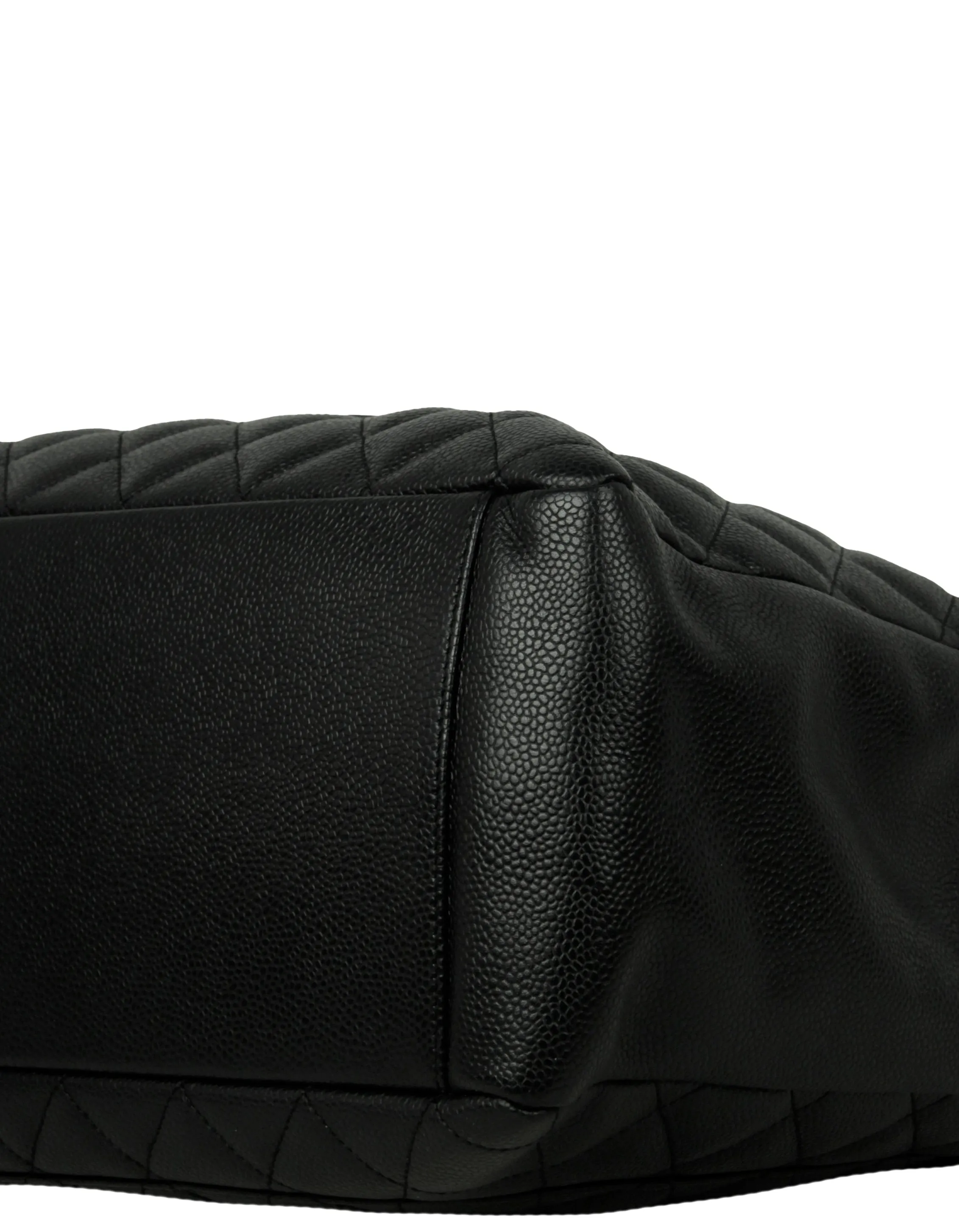 Chanel Black Caviar Leather Quilted Grand Shopper Tote GST Bag