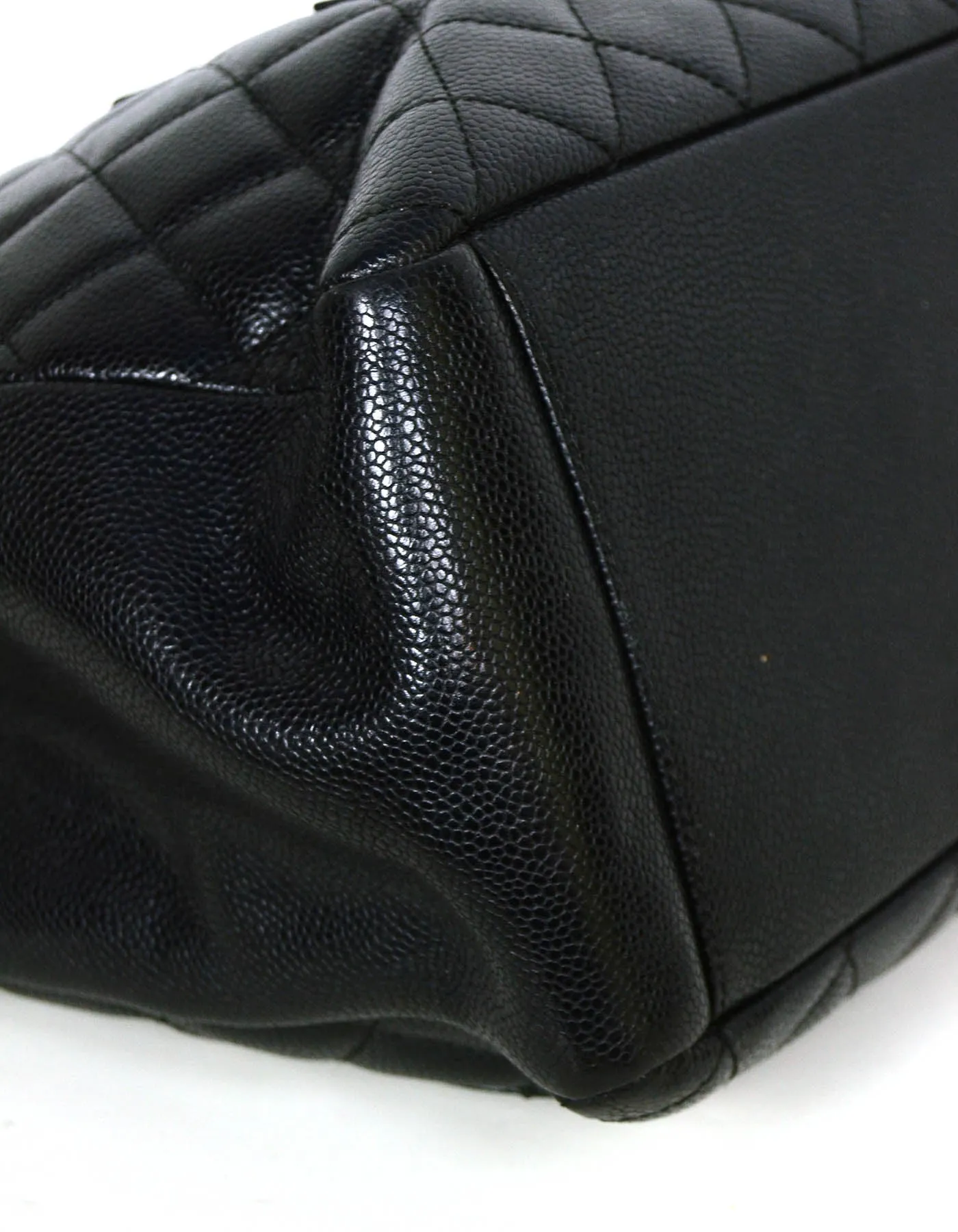 Chanel Black Caviar Leather Quilted Grand Shopper Tote GST Bag