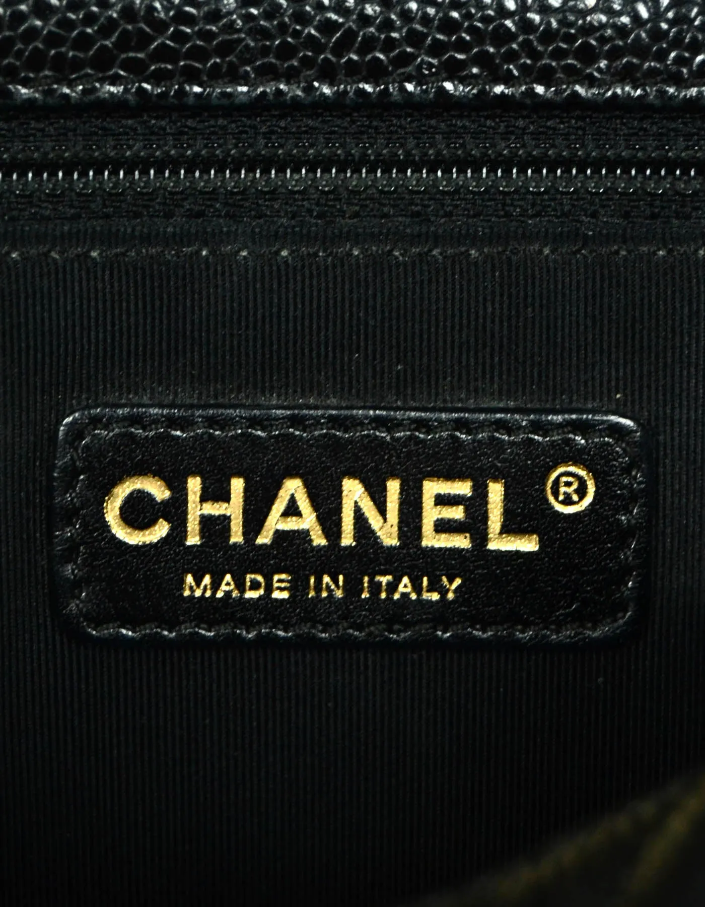 Chanel Black Caviar Leather Quilted Grand Shopper Tote GST Bag