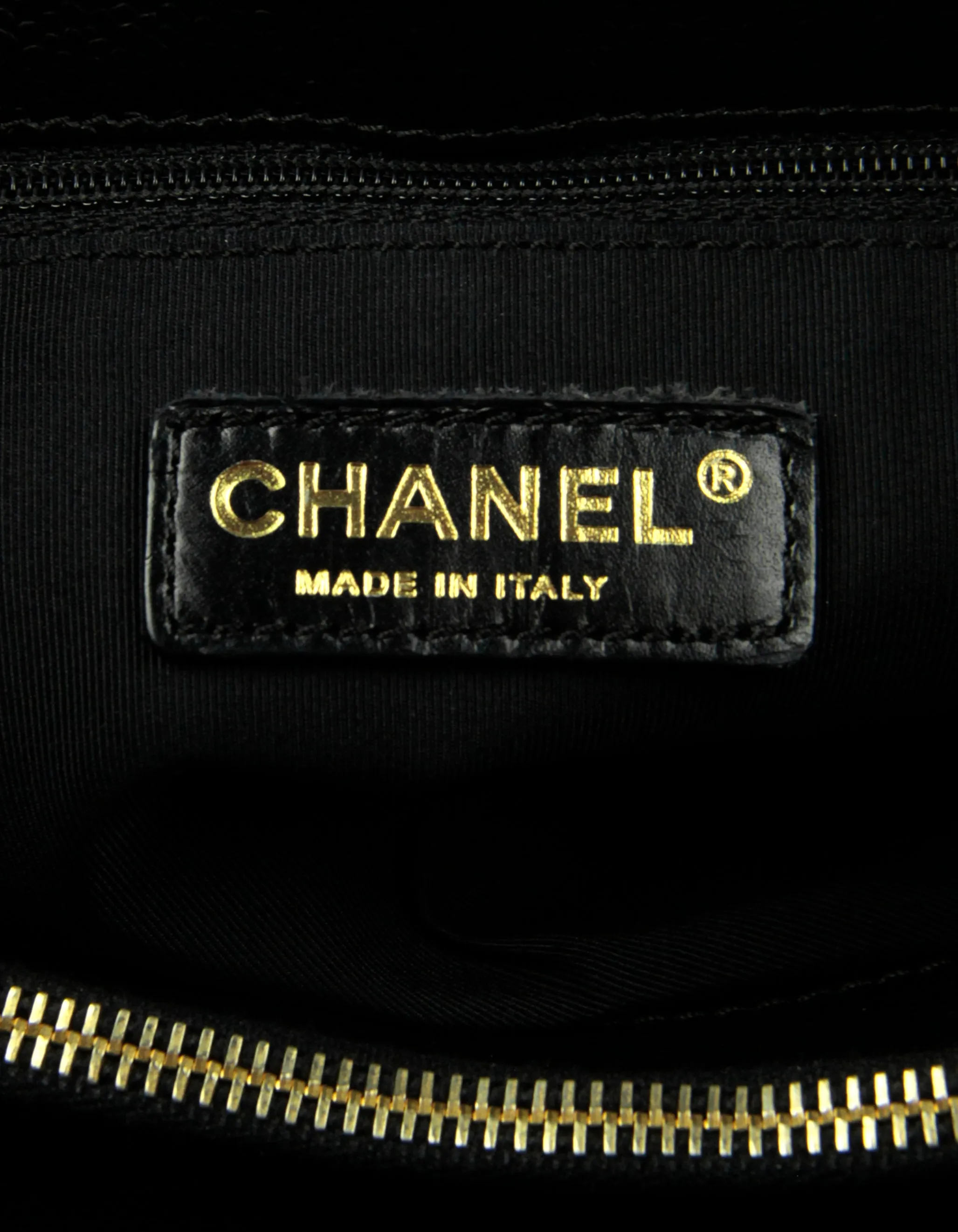 Chanel Black Caviar Leather Quilted Grand Shopper Tote GST Bag