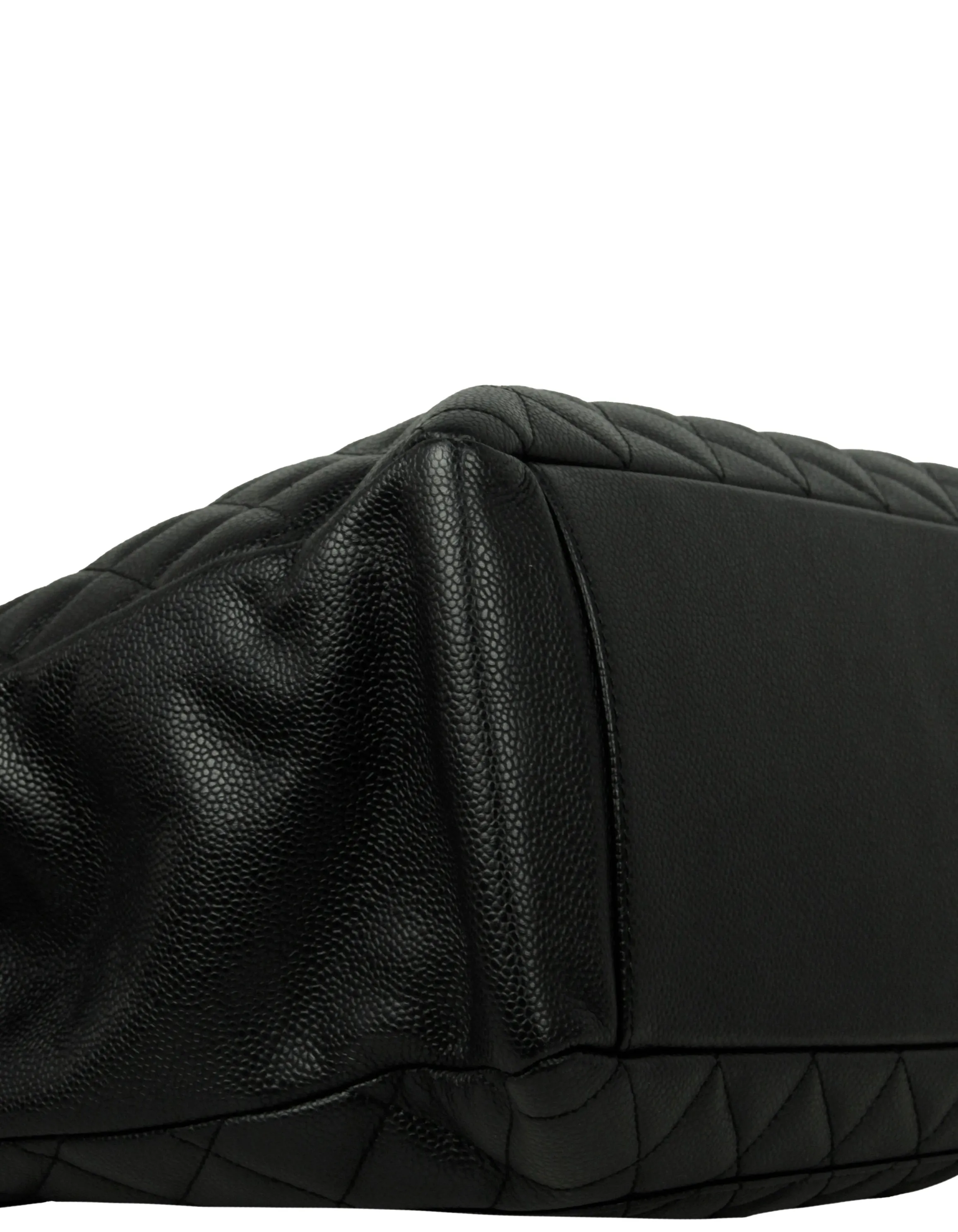 Chanel Black Caviar Leather Quilted Grand Shopper Tote GST Bag