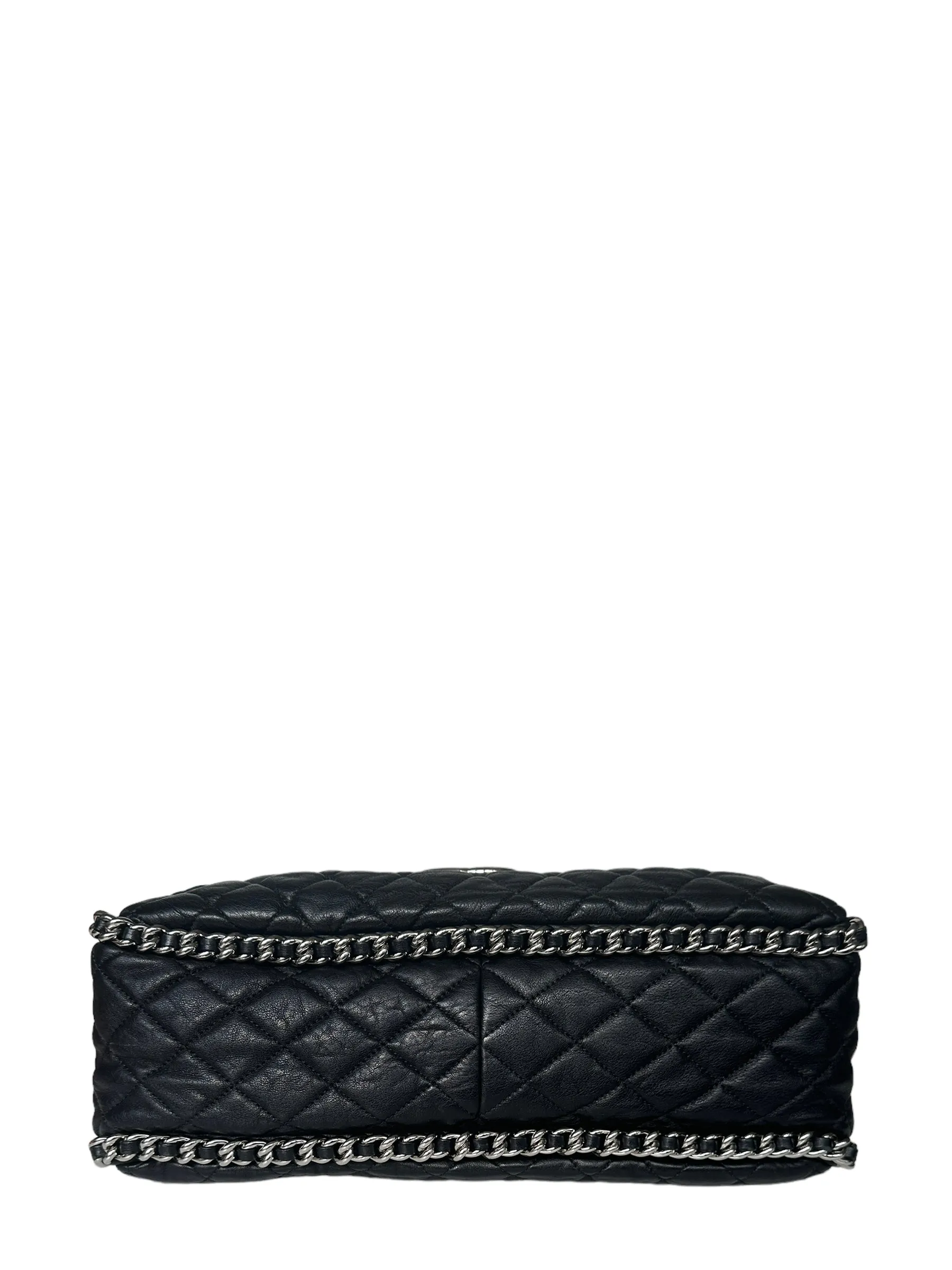 Chanel Black Washed Lambskin Quilted Maxi Chain Around Flap Bag