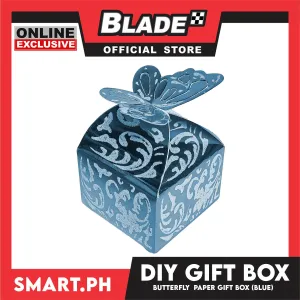 DIY Gift Box, Butterfly On Top Design Paper Gift Box, Small 6cm (Blue) Perfect For Party Giveaway Or Souvenir