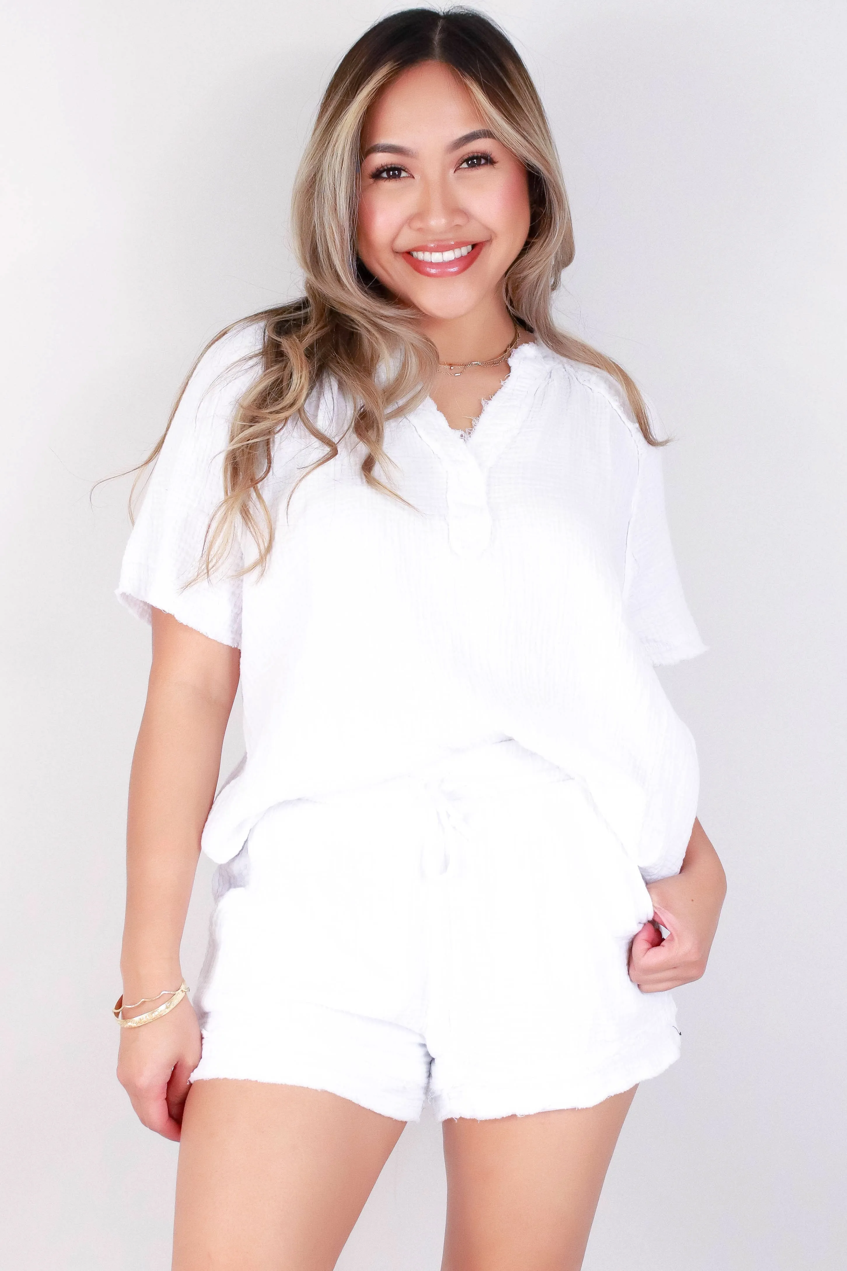 DRAWSTRING GAUZE SHORTS