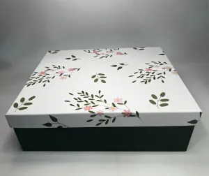 ELEGANT DARK GREEN AND WHITE PRINTED GIFT BOX