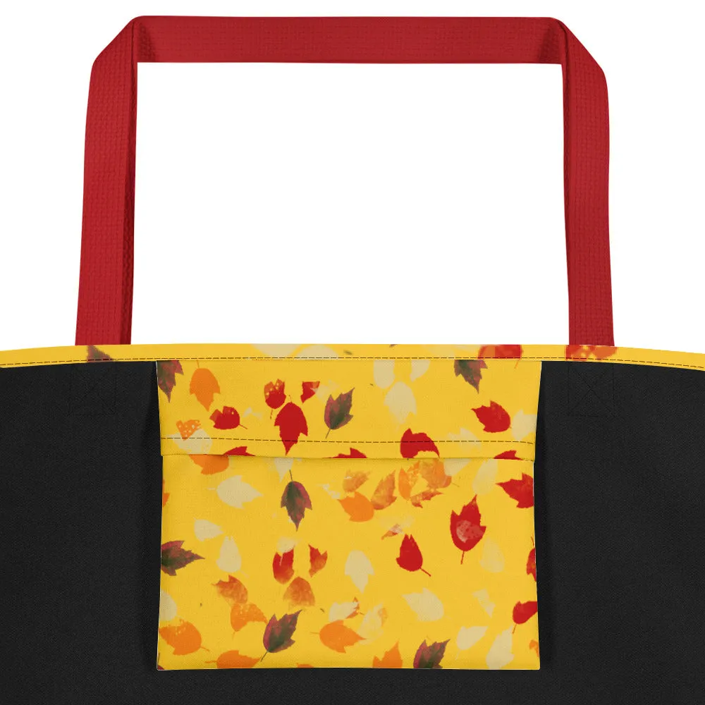 Fall Leaves Tote with Yellow Background