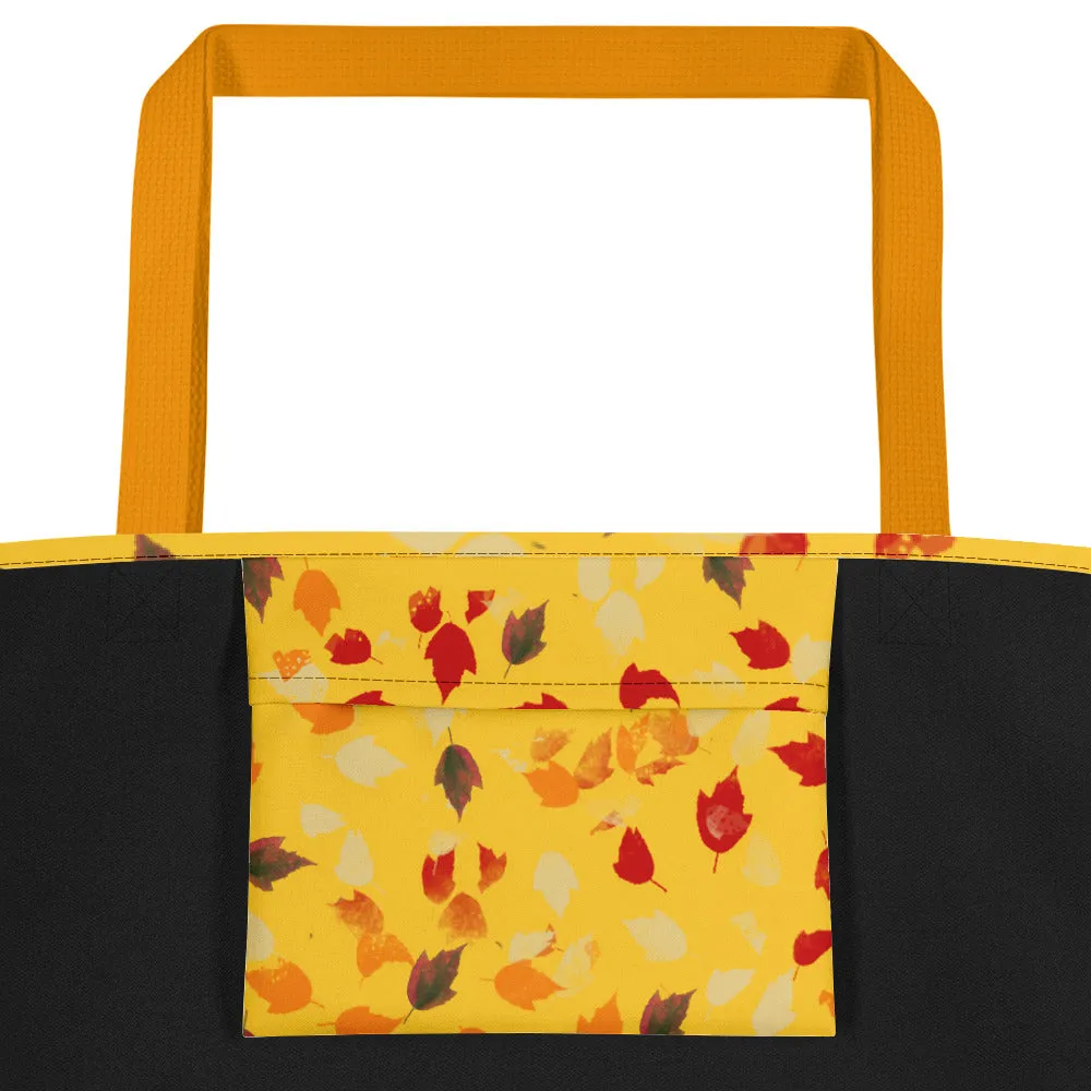 Fall Leaves Tote with Yellow Background