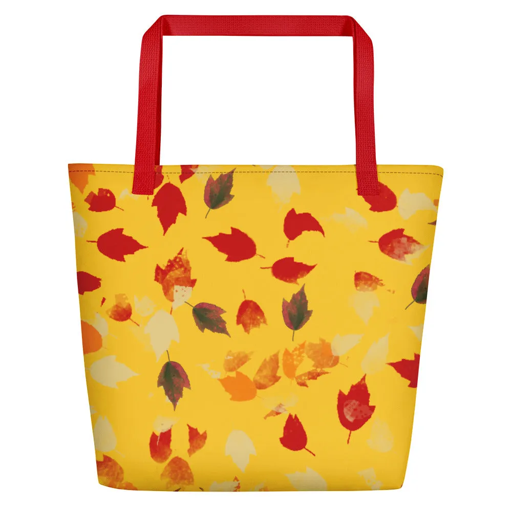 Fall Leaves Tote with Yellow Background