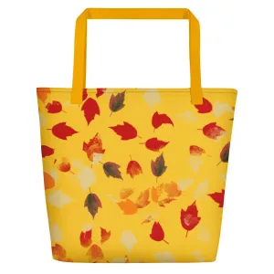 Fall Leaves Tote with Yellow Background