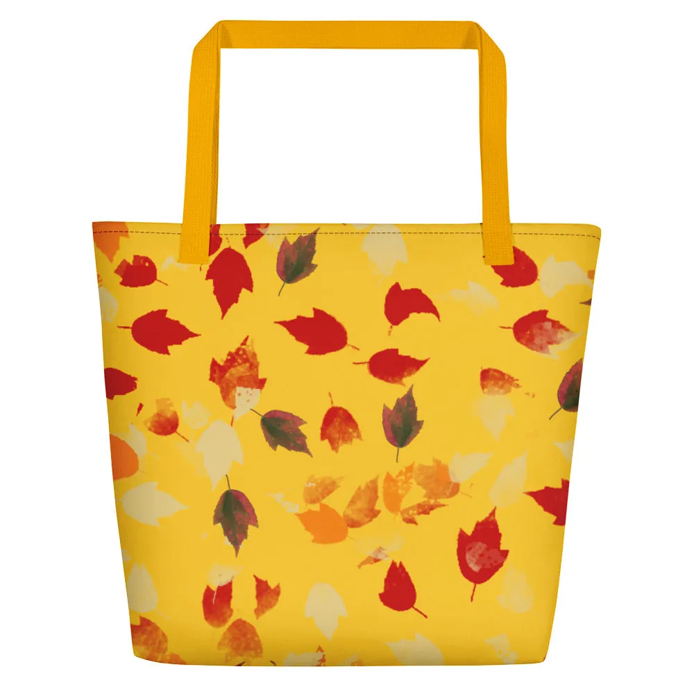 Fall Leaves Tote with Yellow Background
