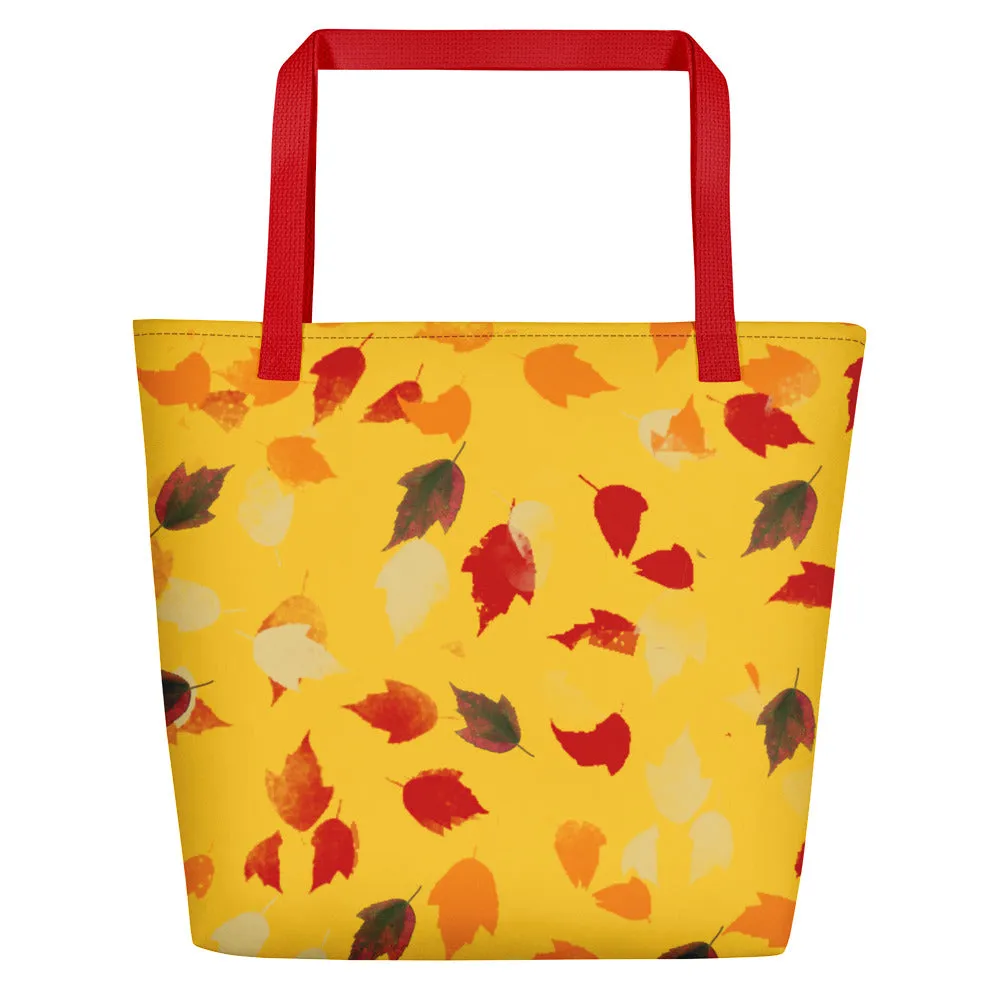 Fall Leaves Tote with Yellow Background