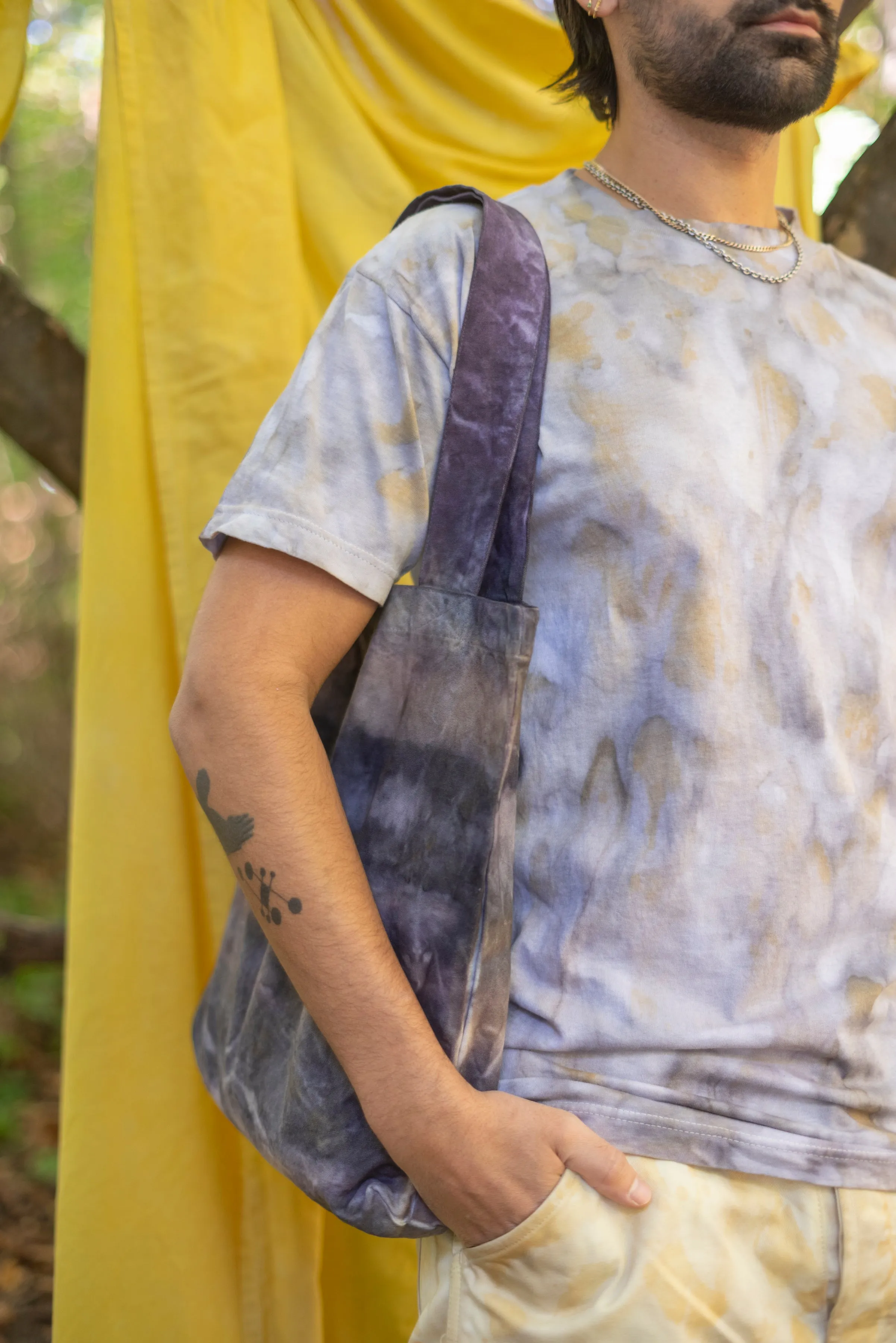 Hand Dyed & Painted Organic Cotton Tote - Logwood