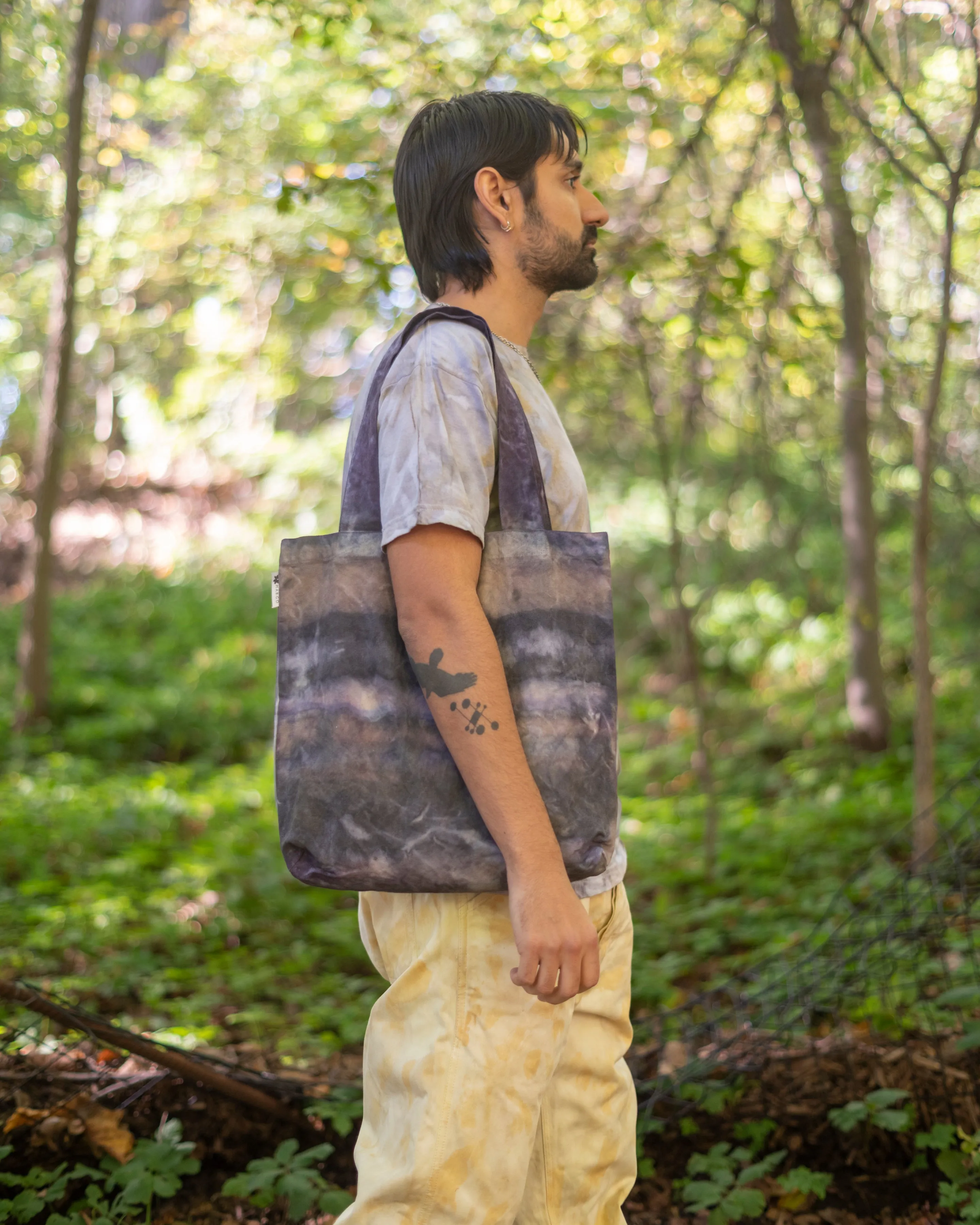 Hand Dyed & Painted Organic Cotton Tote - Logwood