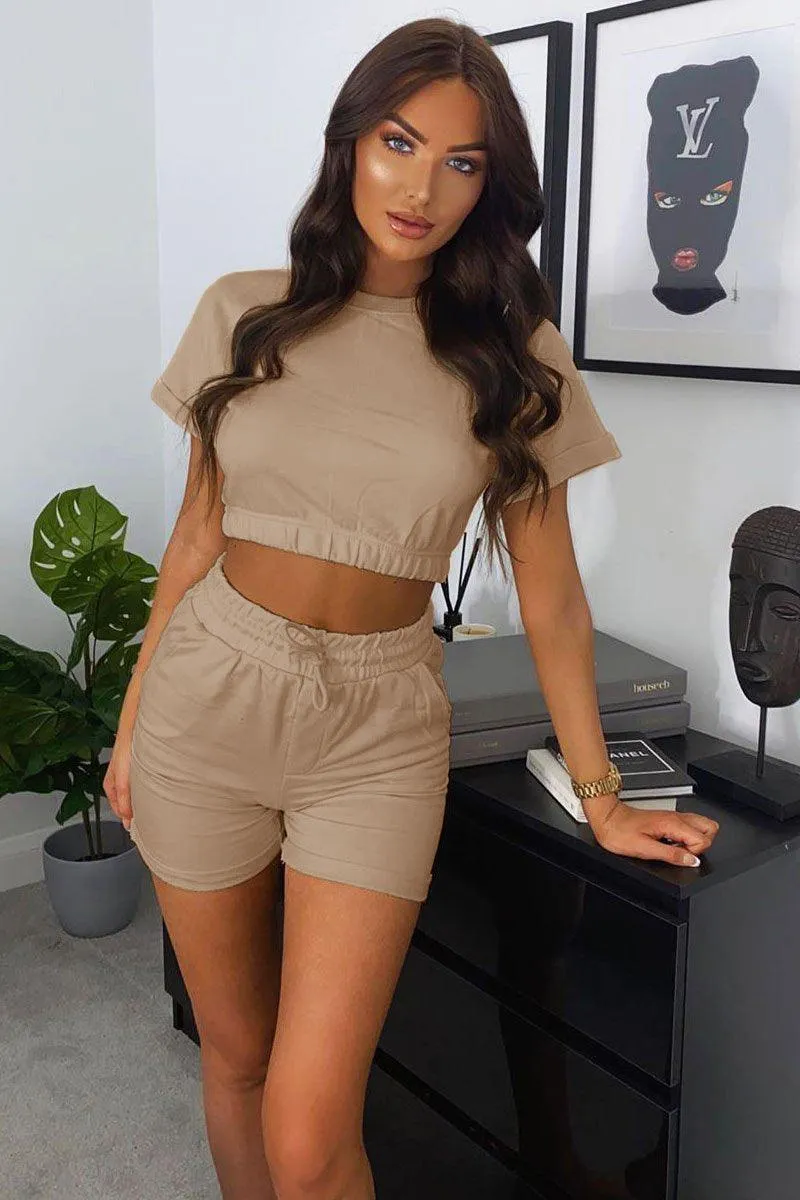 Hazel Blues® |  Short Sleeve Cropped Top and Drawstring Shorts Lounge Set