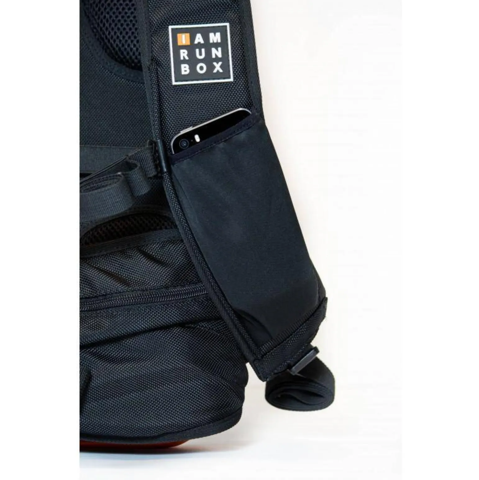 IAMRUNBOX - Backpack Lite, Water Resistant, Fits Laptop for Commuting, Lightweight for Running/Cycling, Black with Orange Trim