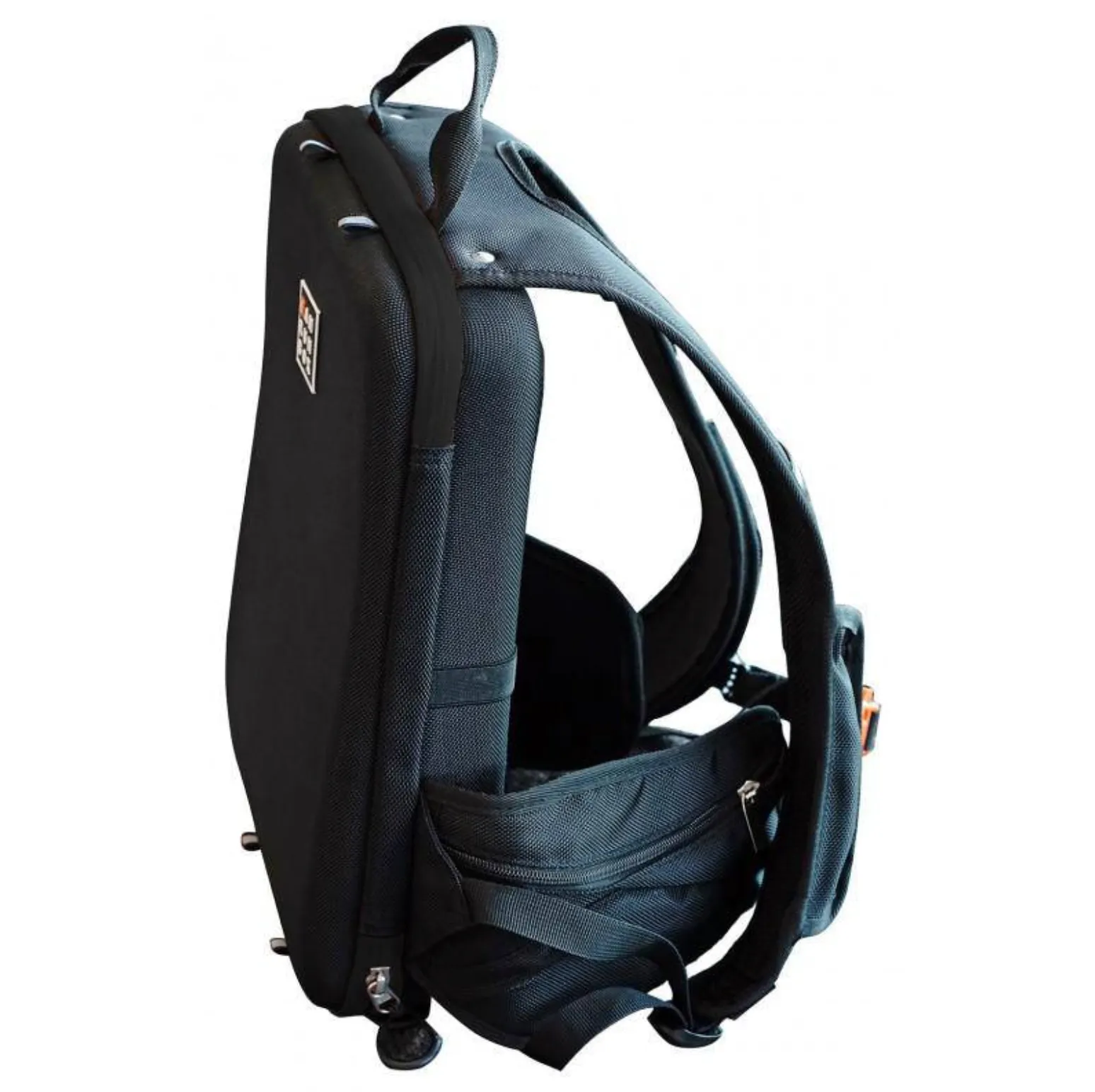IAMRUNBOX - Backpack Lite, Water Resistant, Fits Laptop for Commuting, Lightweight for Running/Cycling, Black with Orange Trim