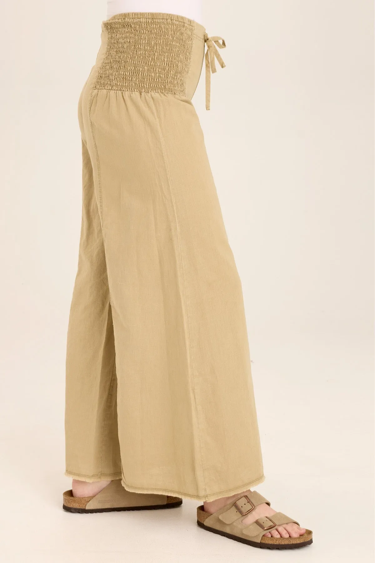 Kaj Wide Leg Cotton Linen Flare Pant