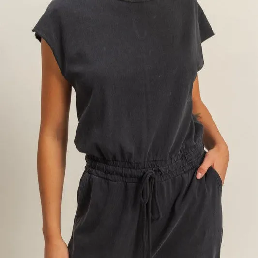 Keyhole Back Drawstring Jumpsuit