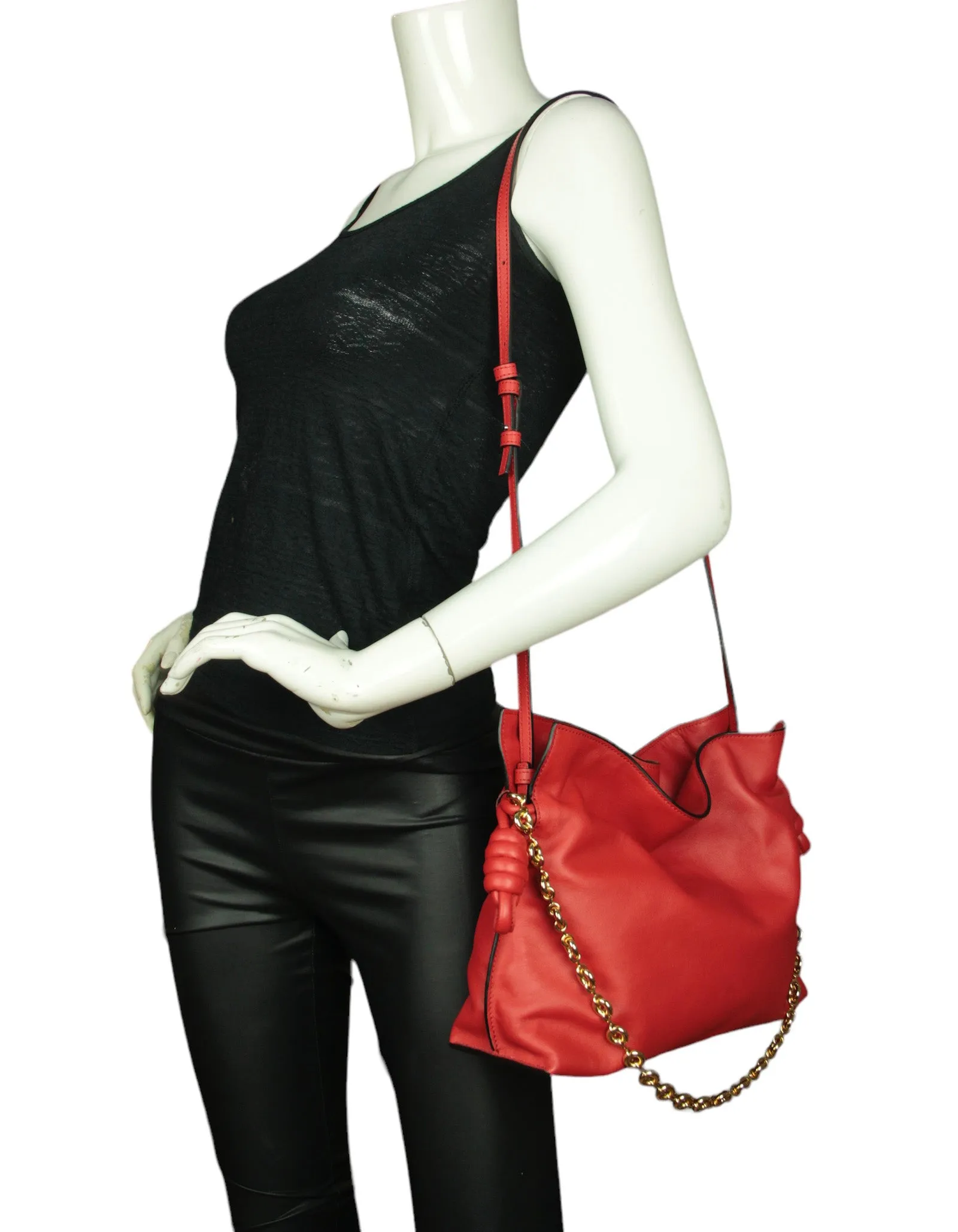 Loewe Red Calfskin Flamenco Bag w/ Donut Chain