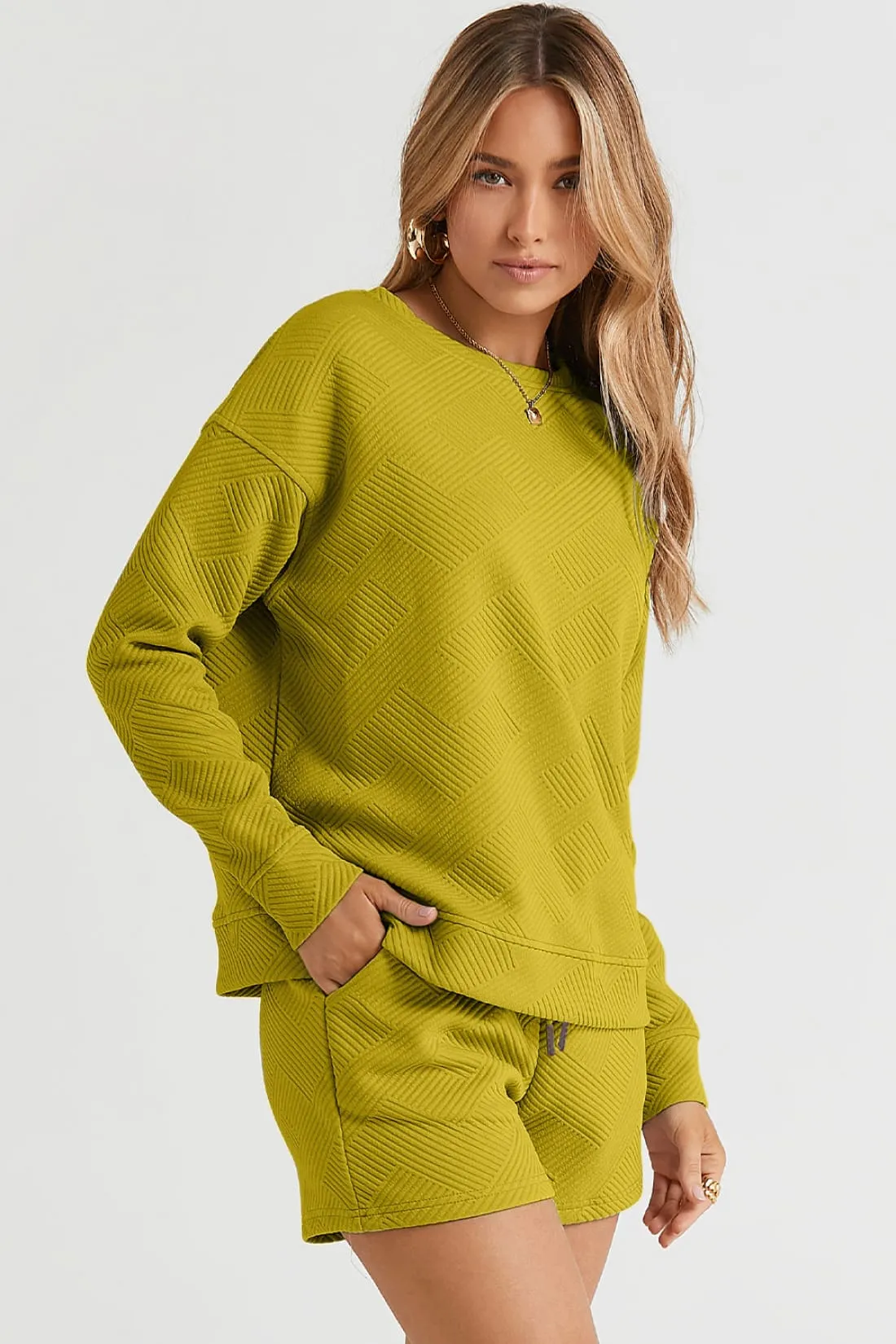 Long Sleeve Top and Drawstring Shorts Set