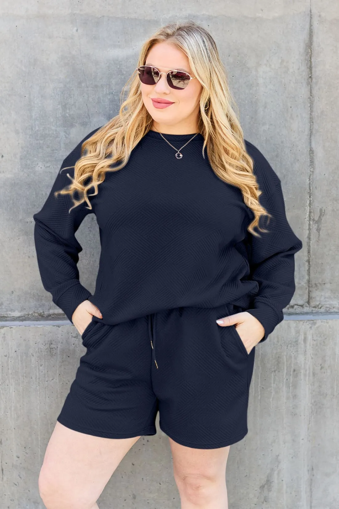Long Sleeve Top and Drawstring Shorts Set