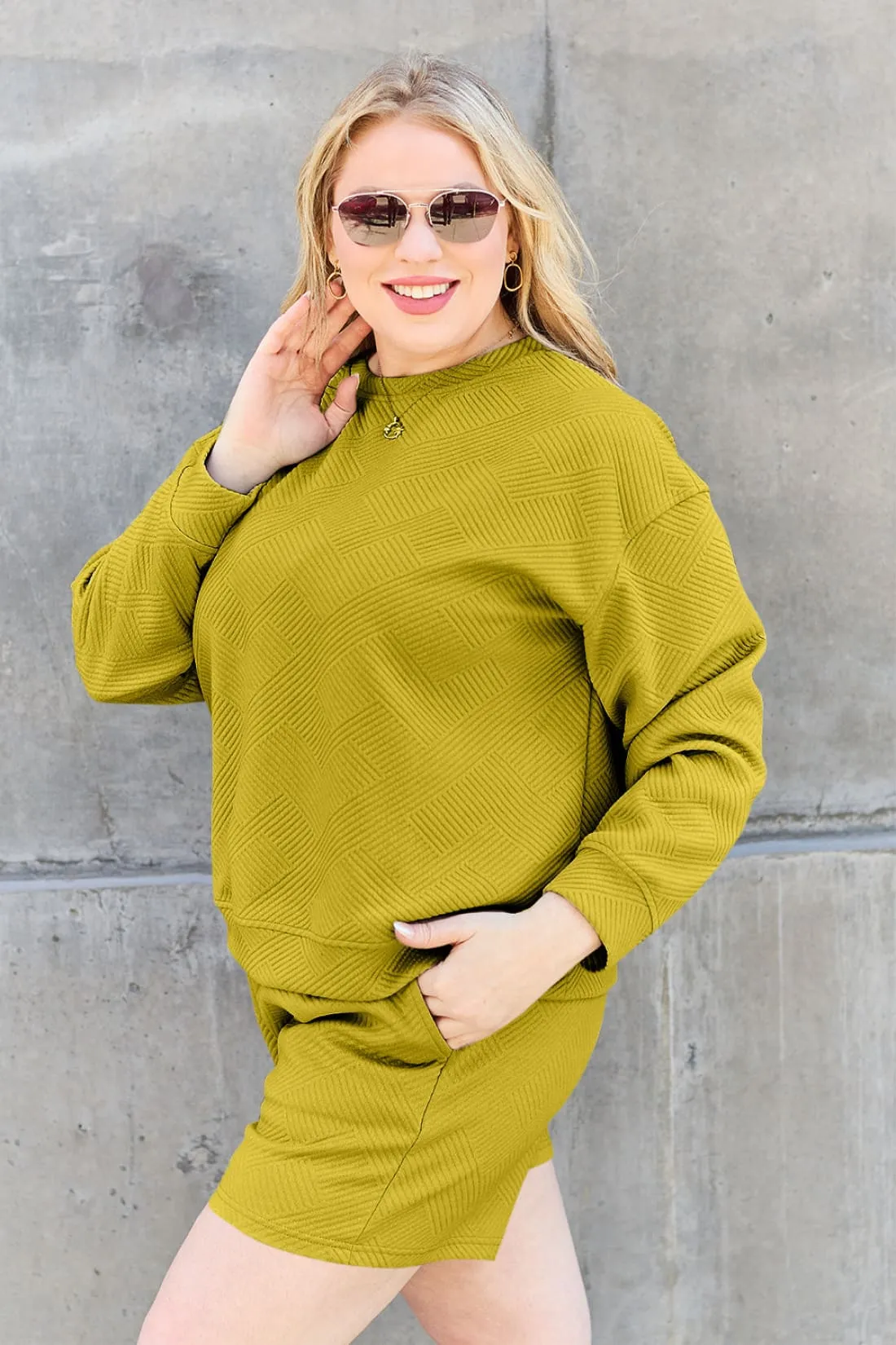 Long Sleeve Top and Drawstring Shorts Set