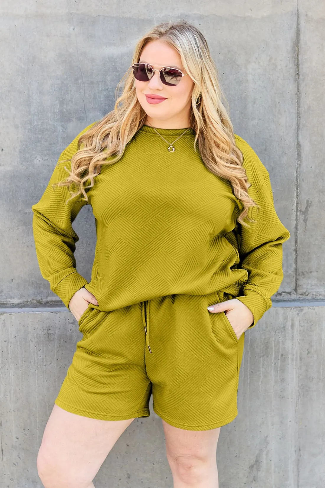 Long Sleeve Top and Drawstring Shorts Set