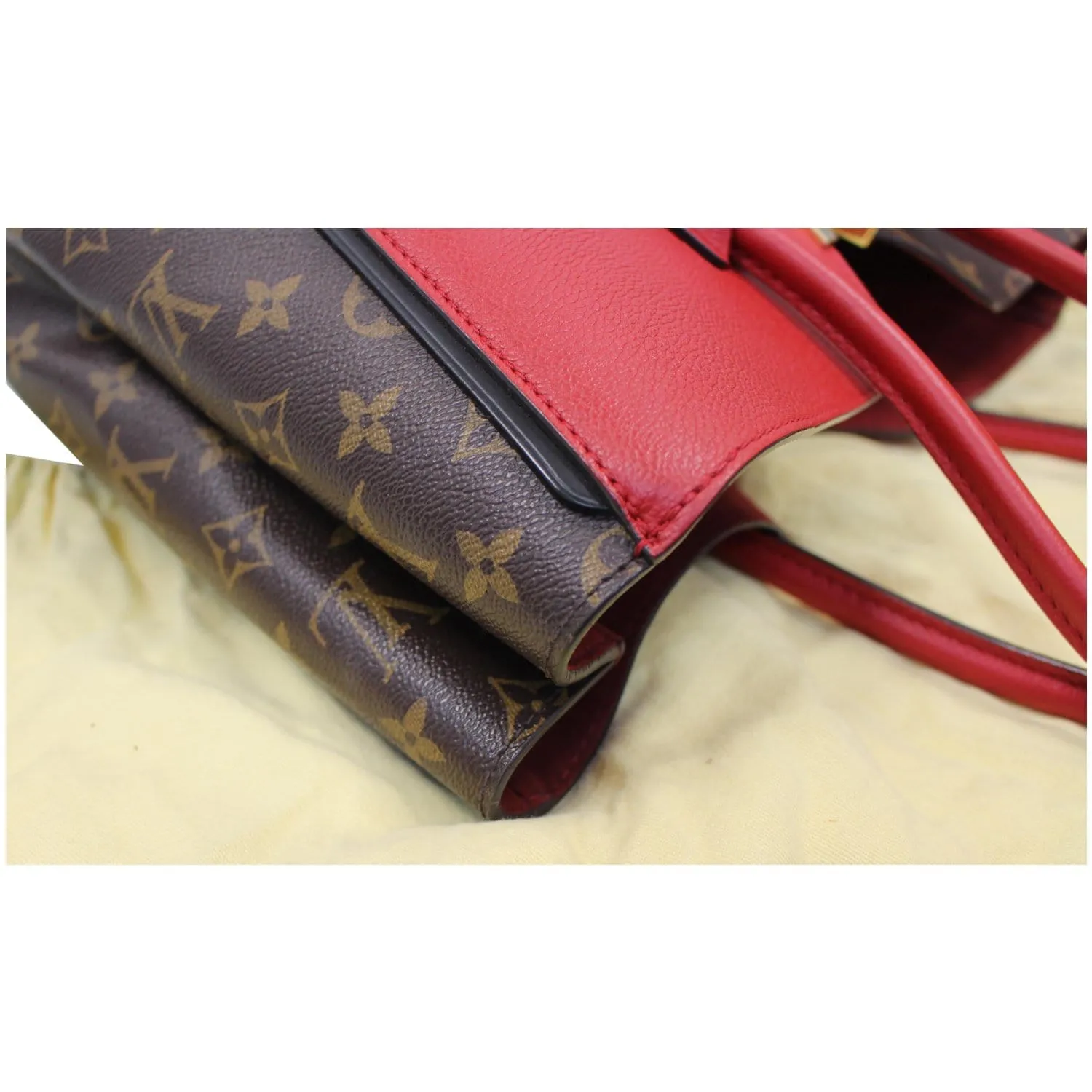 LOUIS VUITTON Kimono Monogram Calfskin Tote Bag Brown/Cerise