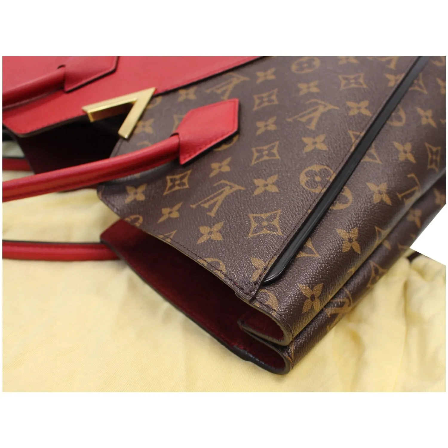 LOUIS VUITTON Kimono Monogram Calfskin Tote Bag Brown/Cerise
