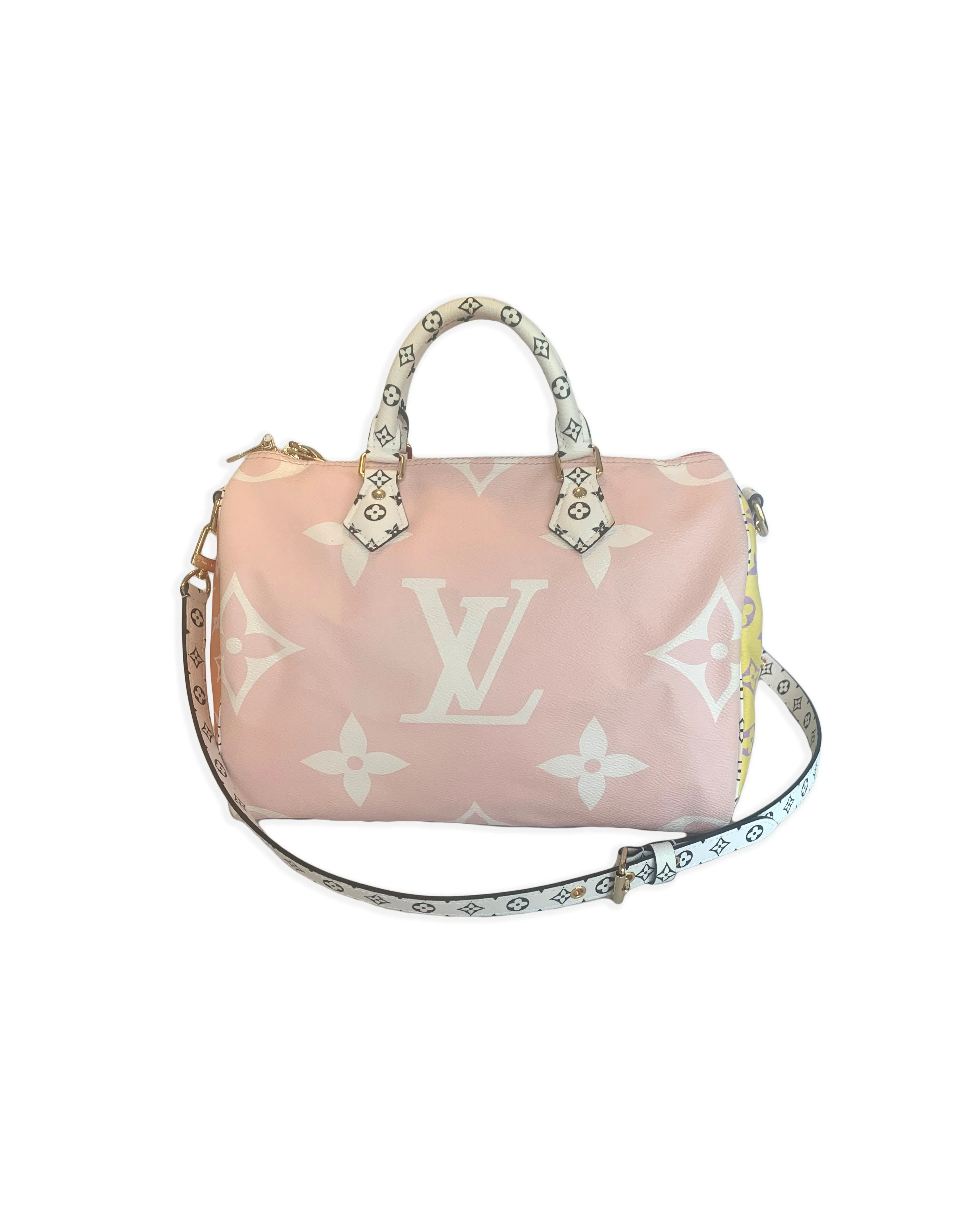 Louis Vuitton Pink & Red Monogram Giant Speedy Bandouliere 30