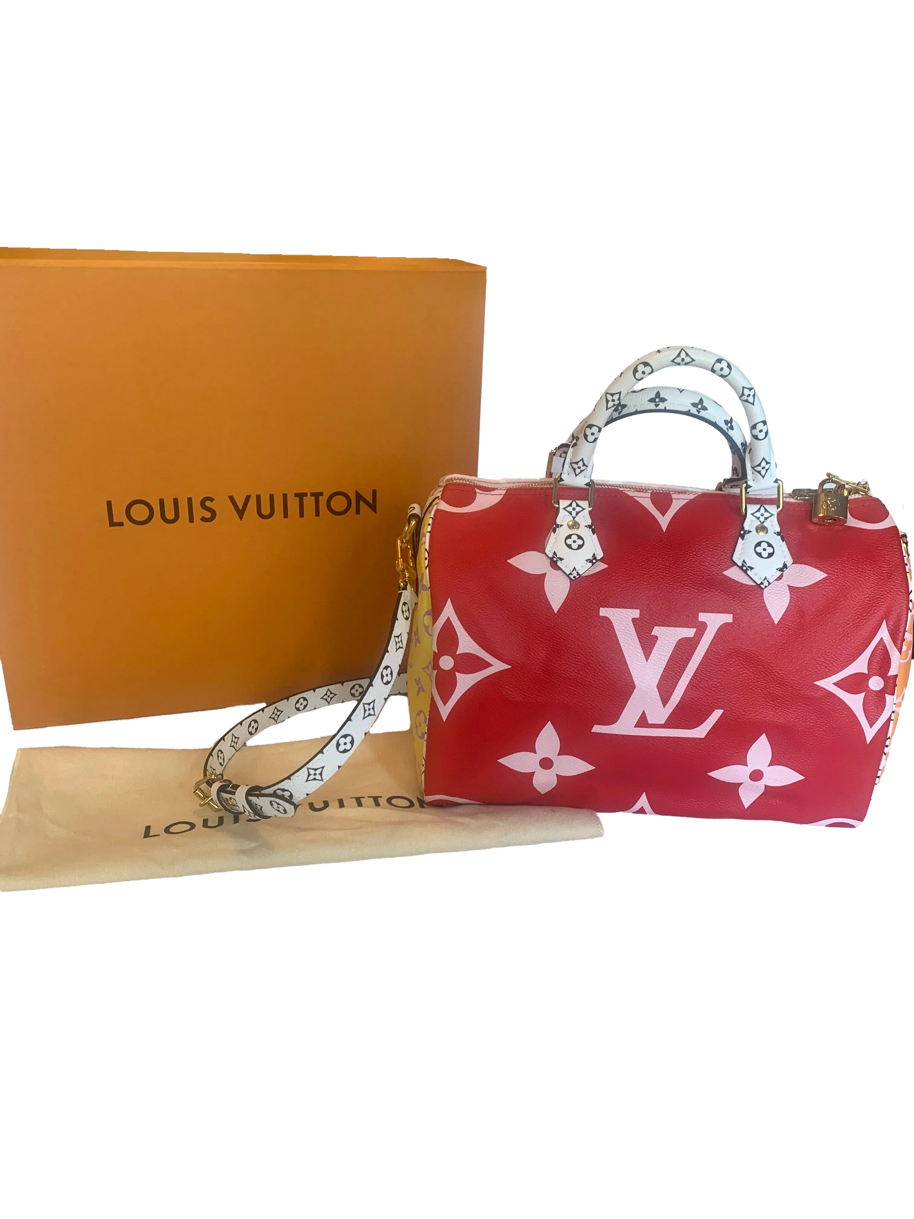 Louis Vuitton Pink & Red Monogram Giant Speedy Bandouliere 30